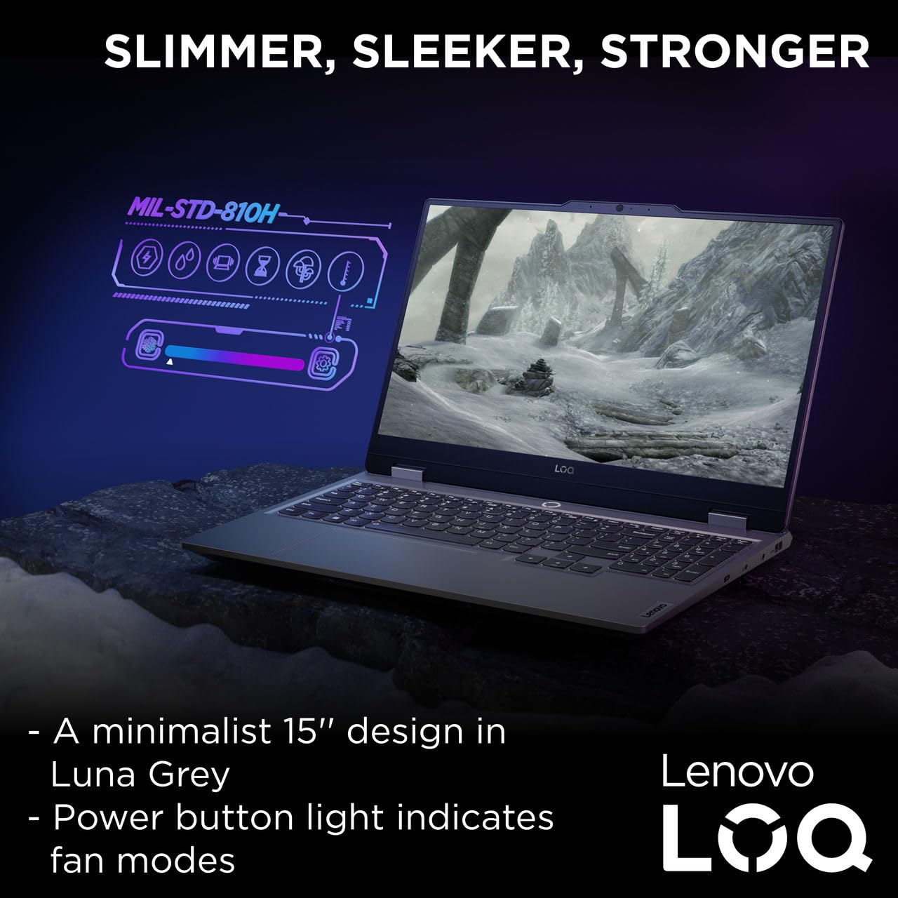 Lenovo LOQ 15IAX9 Gaming Laptop with LA1 AI Chip, 15.6" FHD 144Hz Display, Intel i5-12450HX, 12GB RAM, 512GB SSD, RTX 3050 6GB, Backlit Eng- Ar KB, Win 11, Luna Grey - [83GS0079AX]