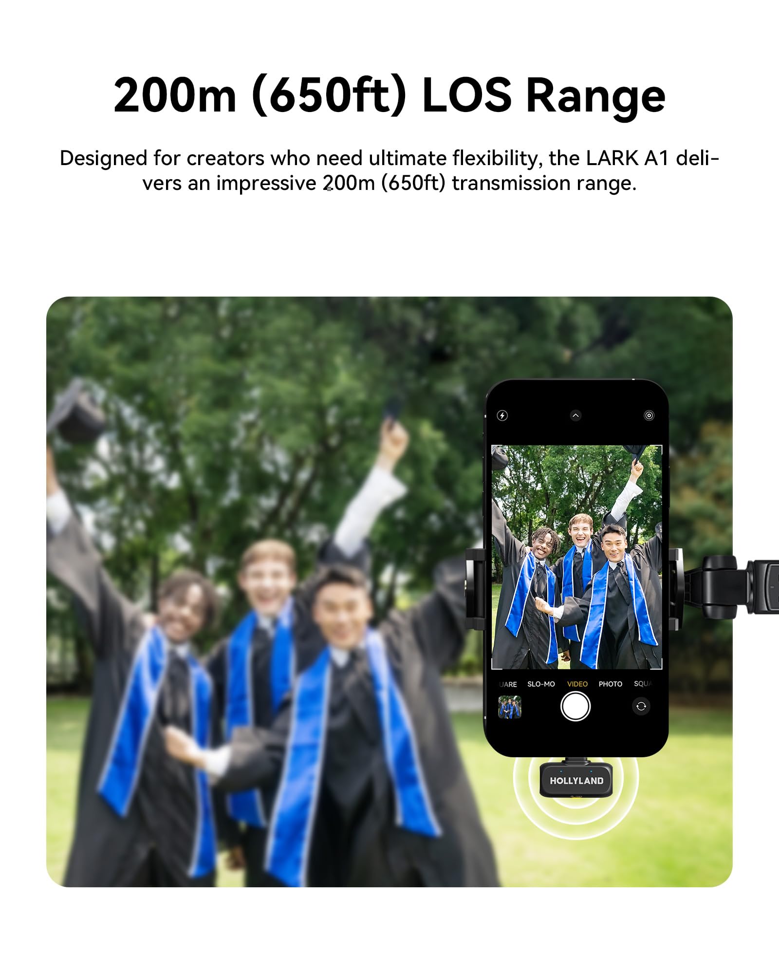 Hollyland LARK A1 Combo Wireless Microphone for iPhone & Android, Pure Sound, 3-Level Intelligent Noise Cancellation, Magnetic Mini Microphone for Vlogging, YouTube, Podcast, TikTok (Black Version)