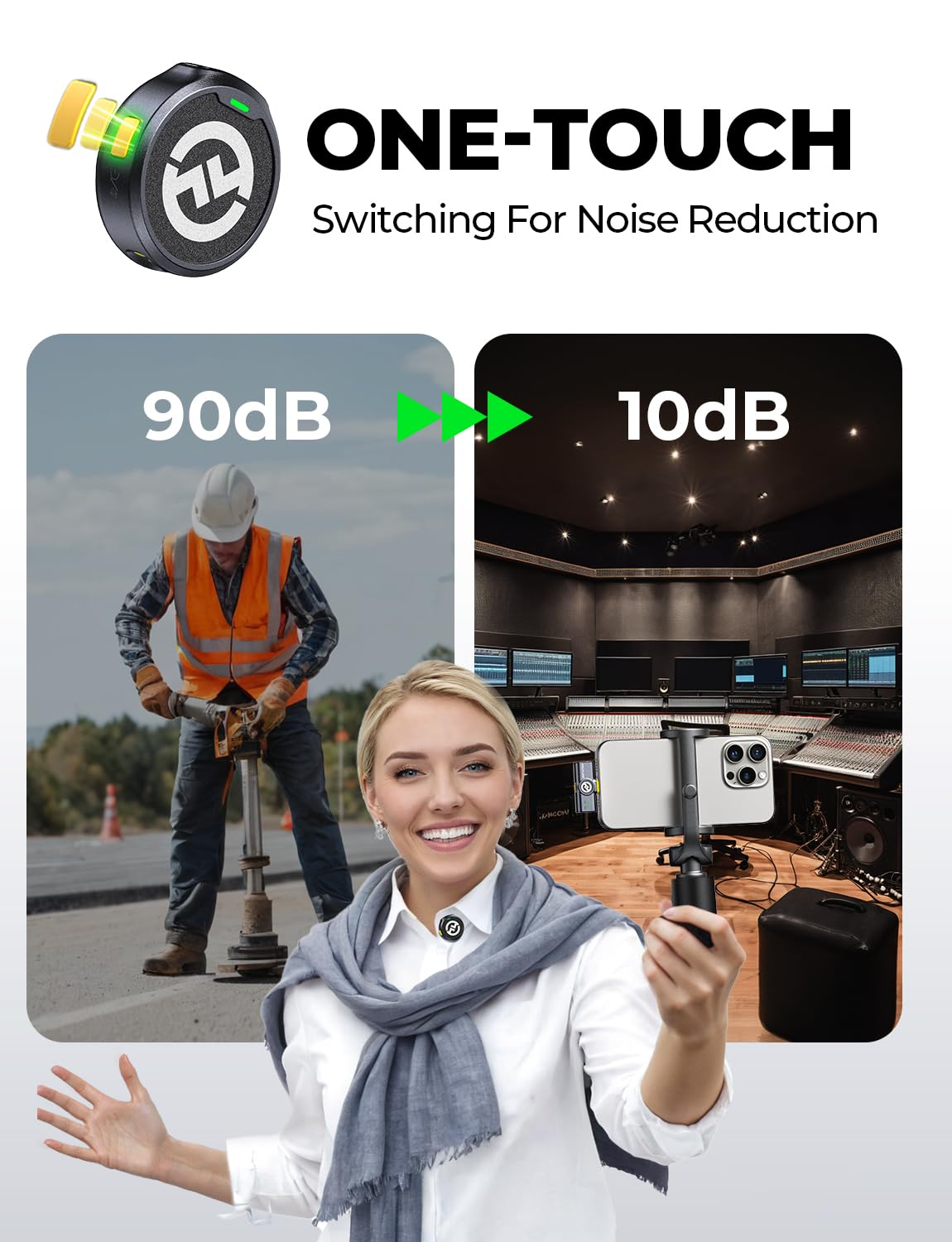 Hollyland LARK M2 Wireless Microphone for iPhone, Android and Camera, 48KHz 24Bit Hi-Fi Audio, 1000ft LOS Range, Noise Cancellation, 40H Duration for Vlogging, YouTube, Streaming