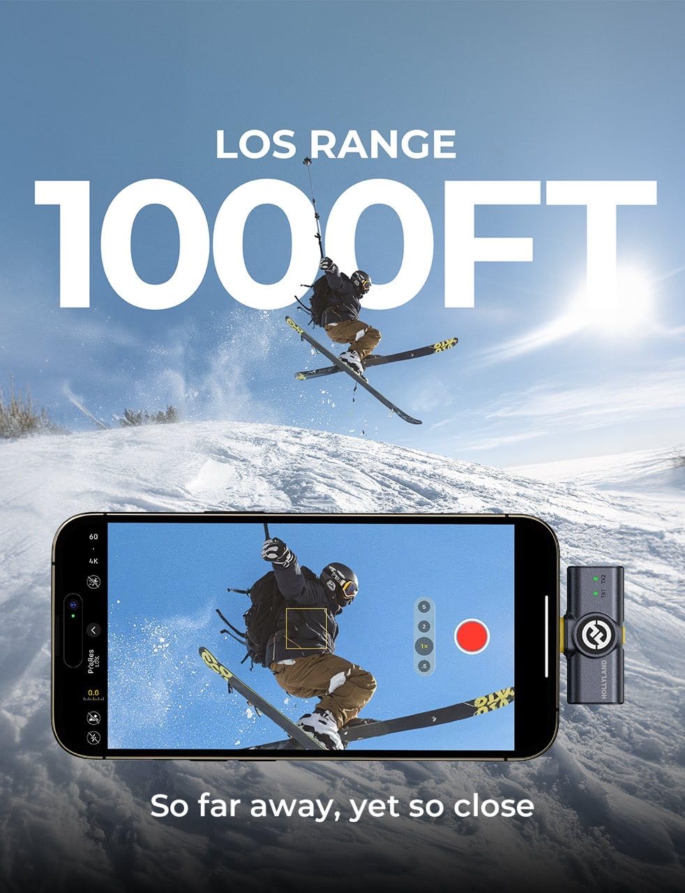 Hollyland LARK M2 Wireless Microphone for iPhone, Android and Camera, 48KHz 24Bit Hi-Fi Audio, 1000ft LOS Range, Noise Cancellation, 40H Duration for Vlogging, YouTube, Streaming