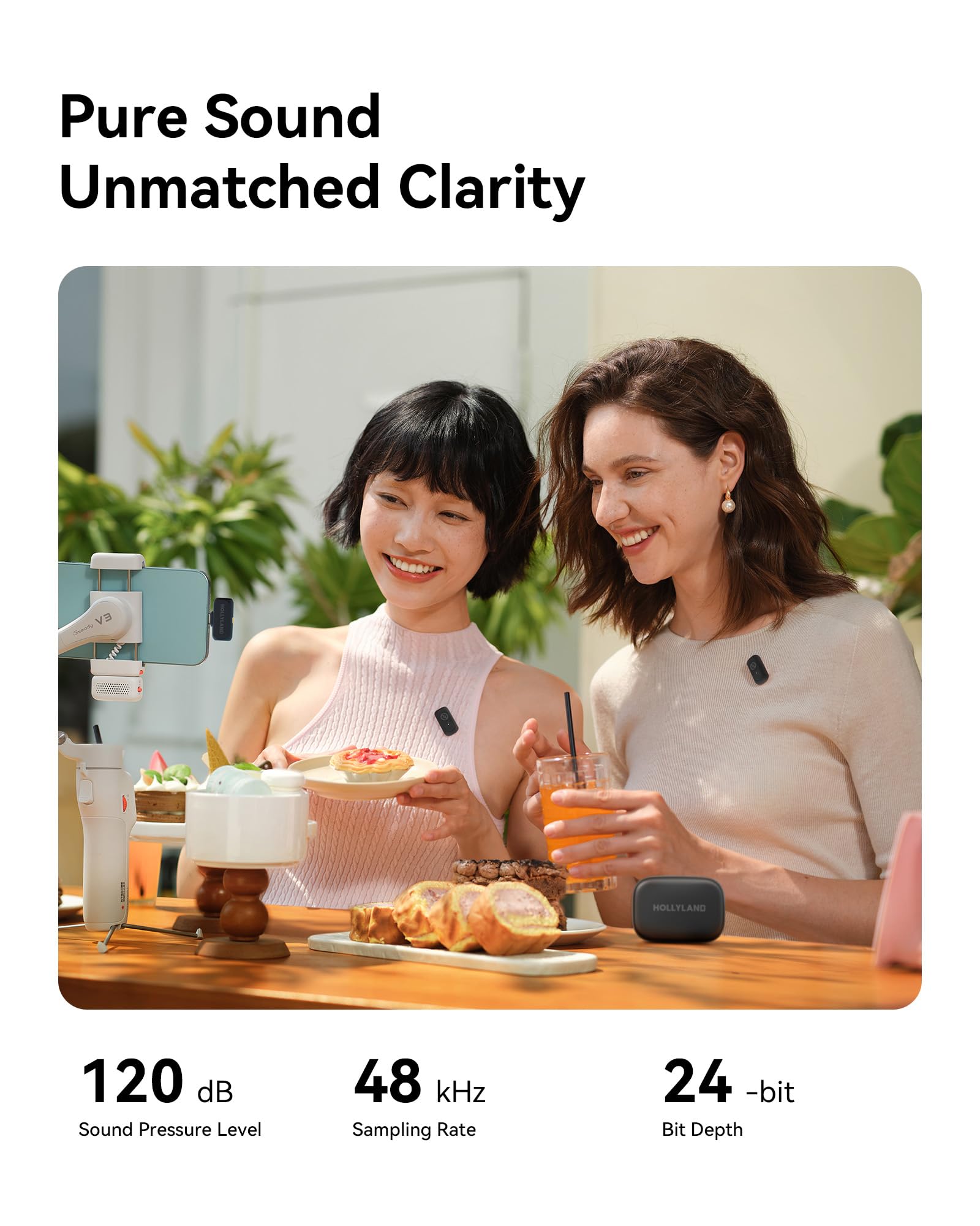 Hollyland LARK A1 Combo Wireless Microphone for iPhone & Android, Pure Sound, 3-Level Intelligent Noise Cancellation, Magnetic Mini Microphone for Vlogging, YouTube, Podcast, TikTok (Black Version)