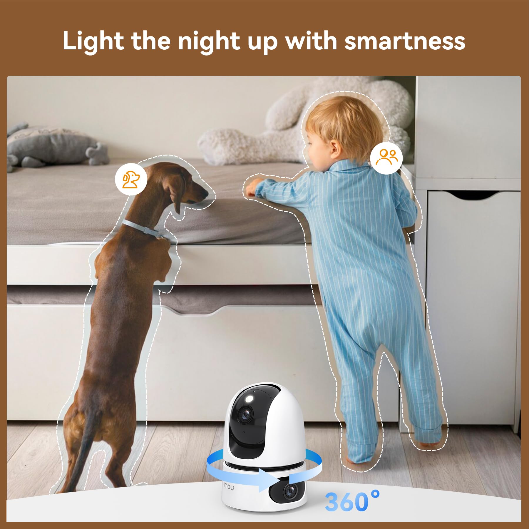 Imou 6MP Security Camera for Home, HD 2K Indoor Baby Monitor with Camera and Audio, Pet Camera, Dual-Lens WIFI, 355° Views Pan/Tilt Home CCTV Camera w/2 Way Audio, Human Detection, Alexa