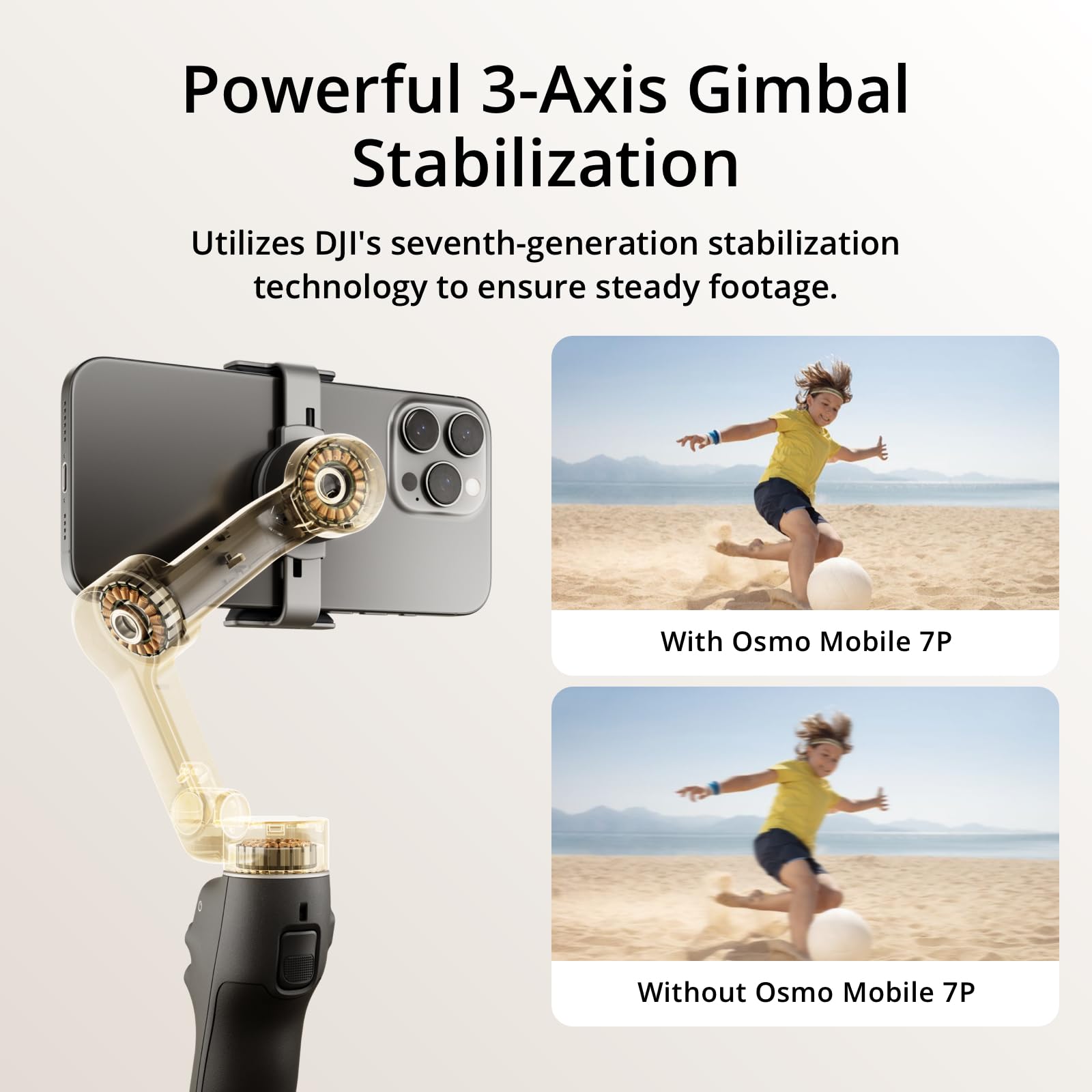 DJI Osmo Mobile 7P Gimbal Stabilizer for iPhone, Android, Native Tracking, 3-Axis Phone Gimbal, Built-in Extension Rod & Tripod, Phone Charging, UAE Version with Official Warranty Support