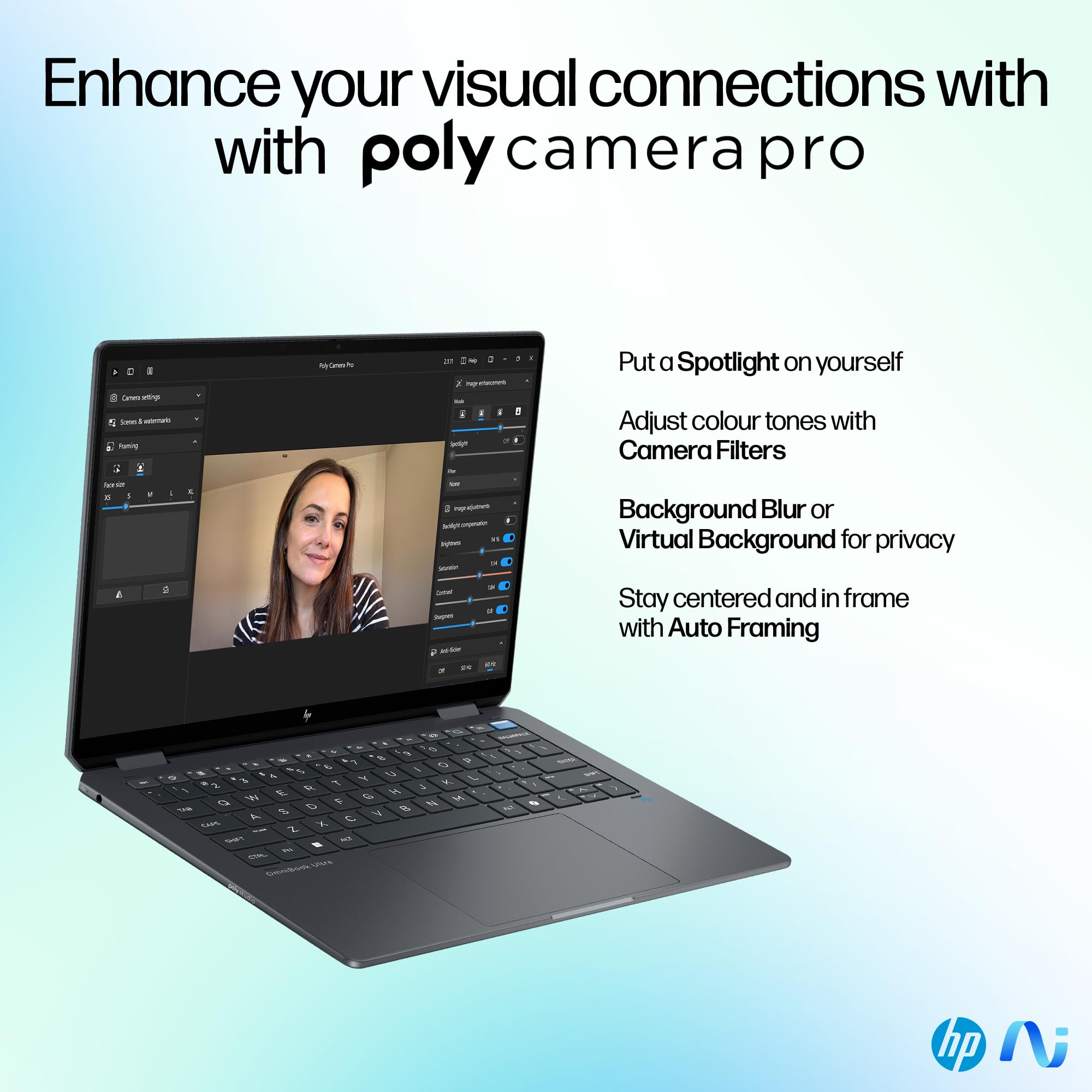 HP OmniBook Ultra Flip Laptop 14-fh0002ne, Intel Core Ultra 7-256V, 14" 3K OLED Touch Display, 16GB LPDRR5 RAM, 1TB SSD, Intel® Arc™ Graphics, Eng/Ar KB, Win11, Atmospheric blue [B13Y6EA]