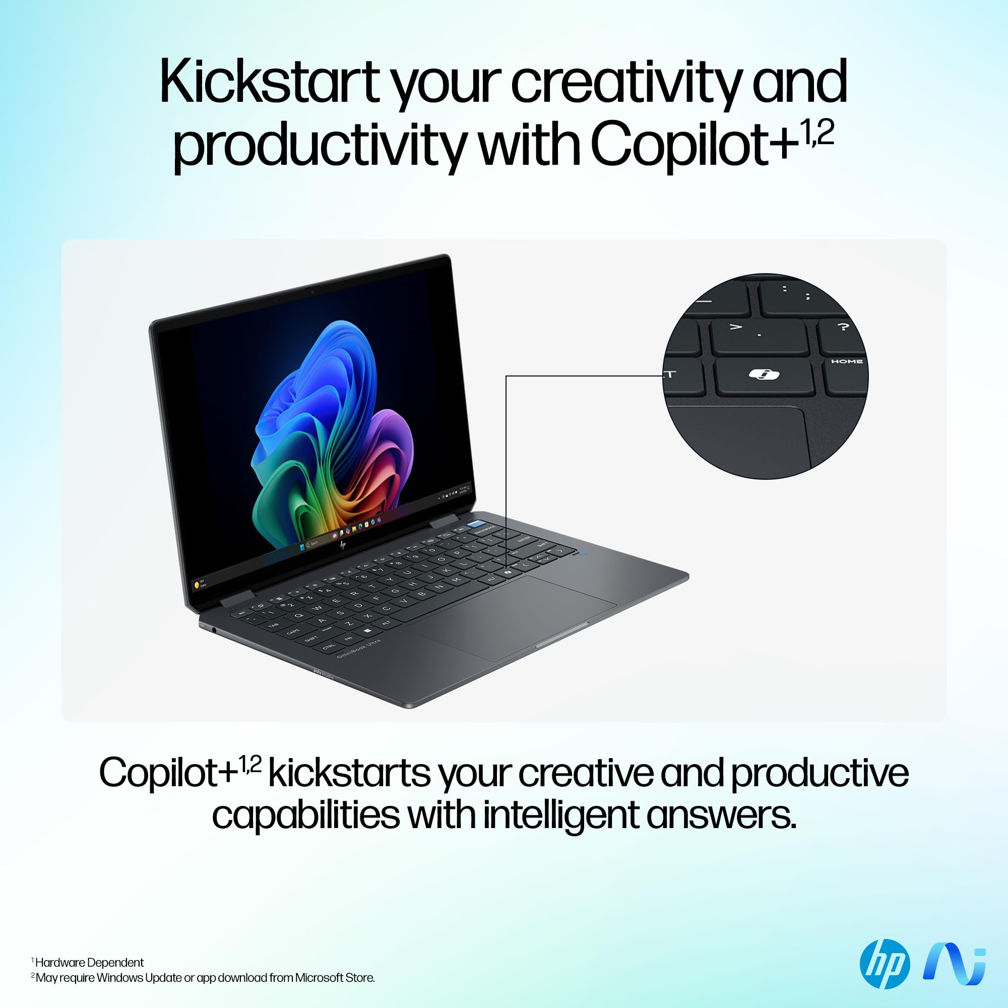 HP OmniBook Ultra Flip Laptop 14-fh0002ne, Intel Core Ultra 7-256V, 14" 3K OLED Touch Display, 16GB LPDRR5 RAM, 1TB SSD, Intel® Arc™ Graphics, Eng/Ar KB, Win11, Atmospheric blue [B13Y6EA]