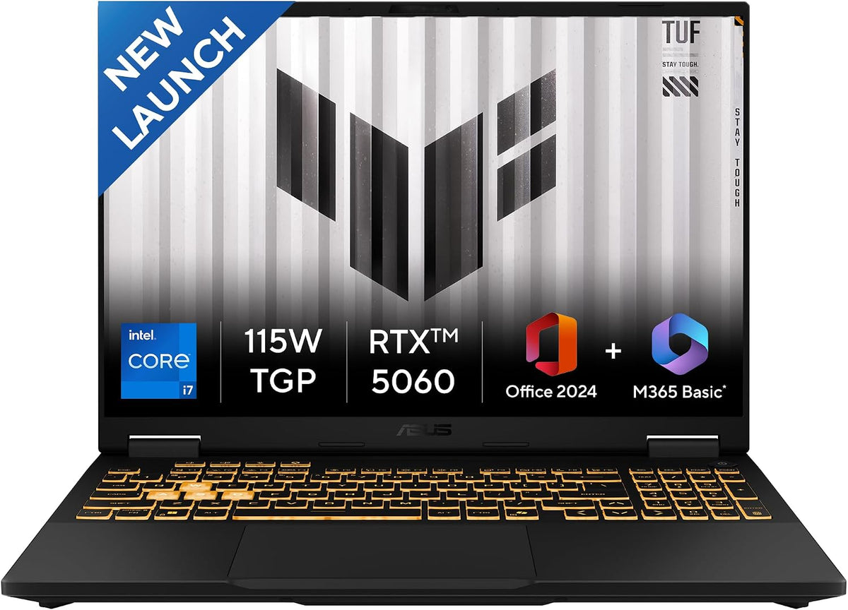 ASUS TUF F16 14th Gen Intel Core i7 14650HX Gaming Laptop Nvidia RTX 5060-8GB, WUXGA 165Hz,32GB RAM GDDR5-1TB SSD, Windows 11 Office Home 2024/Jaeger Gray FX608JMR