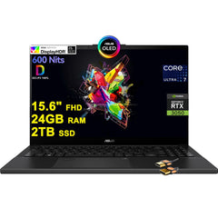 ASUS Vivobook Pro 15 OLED Creator Laptop 15.6" FHD OLED 600nits 100% DCI-P3 Intel 16-core Ultra 7 155H 24GB RAM 2TB SSD GeForce RTX 3050 Backlit Thunderbolt Harman/Kardon Fast Charge Win11 +HDMI Cable