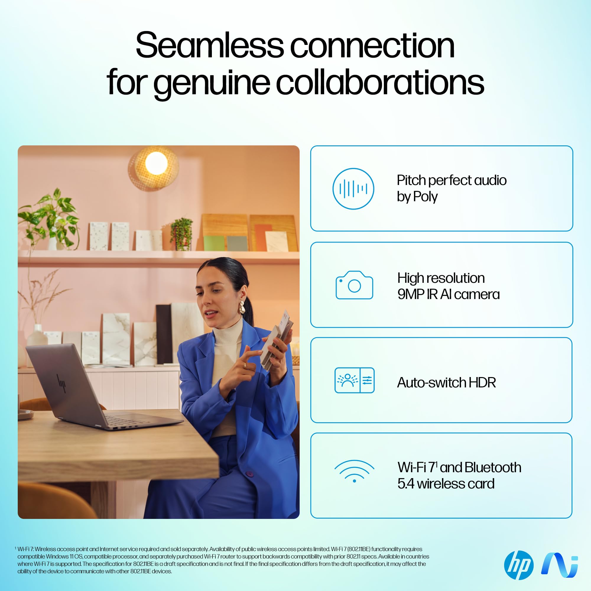 HP OmniBook Ultra Flip Laptop 14-fh0002ne, Intel Core Ultra 7-256V, 14" 3K OLED Touch Display, 16GB LPDRR5 RAM, 1TB SSD, Intel® Arc™ Graphics, Eng/Ar KB, Win11, Atmospheric blue [B13Y6EA]