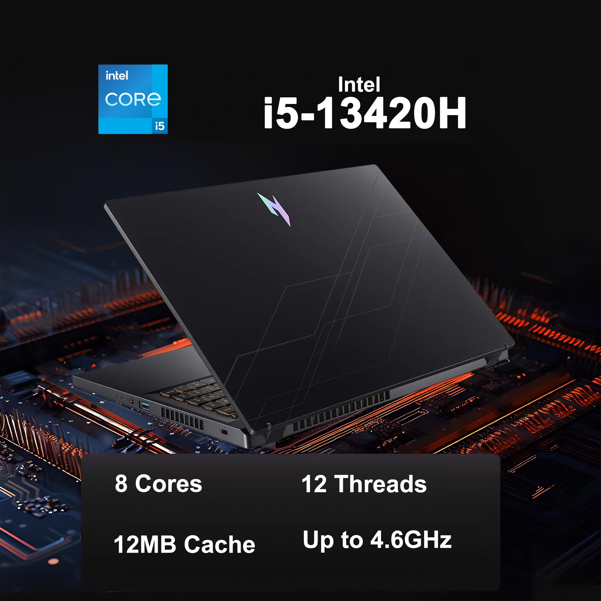 Acer Nitro V 15 Gaming Laptop 15.6" FHD IPS 165Hz Intel 8-core i5-13420H 16GB RAM 512GB SSD GeForce RTX 5050 GDDR7 DLSS4 (Up to 440 AI Tops) Backlit Thunderbolt WiFi6 Win11 ICP Acc