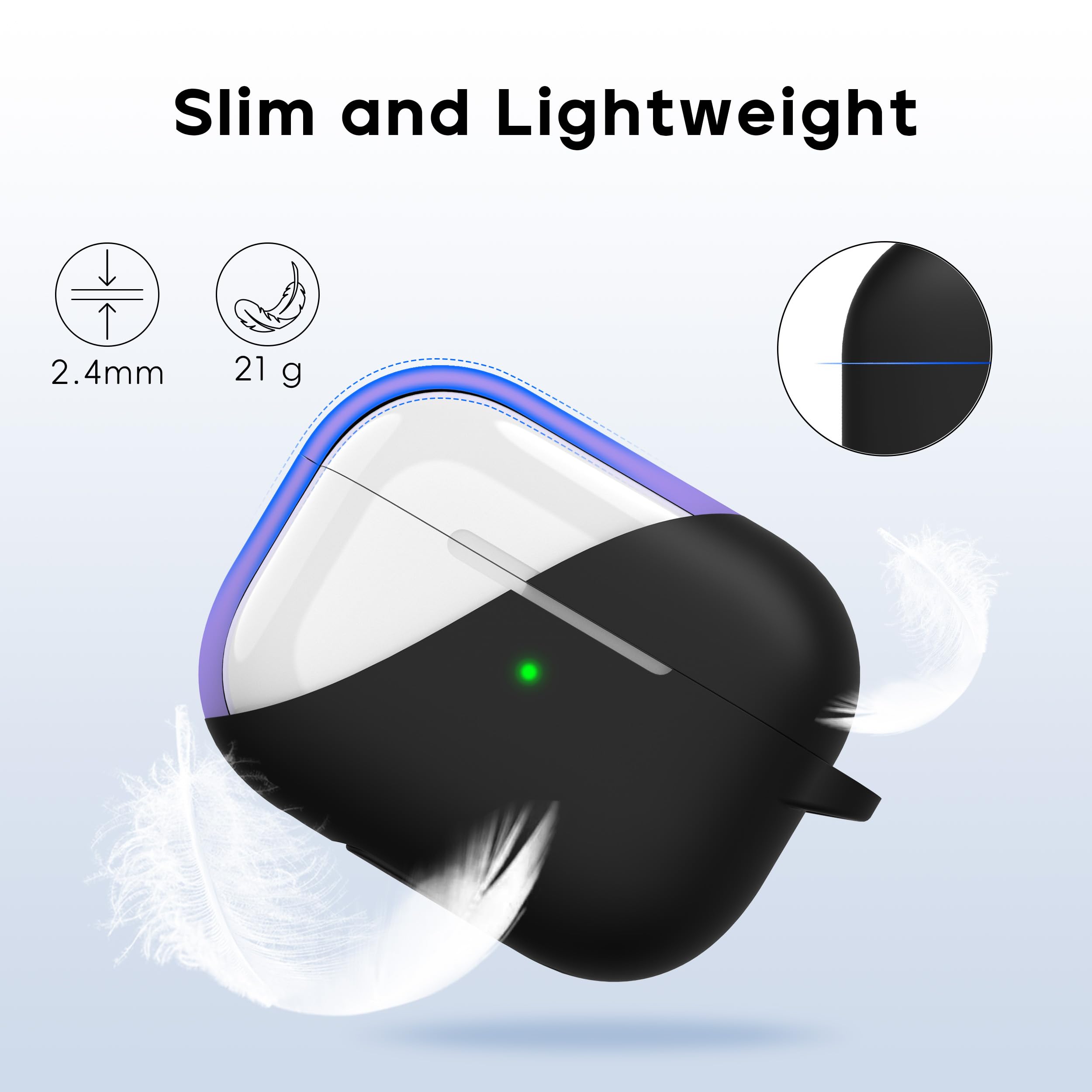 RFUNGUANGO Compatible with AirPods Pro 2nd Generation Case(2023/2022/2019), Soft Silicone Protection AirPod Pro Case Cover(USB-C/Lightning Cable) with Cleaner kit&EarTips,Black