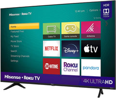 Hisense 50 Inch TV 4K UHD Smart TV, With Dolby Vision HDR, DTS Virtual X, YouTube, Netflix, Freeview Play & Alexa Built-in, Bluetooth & WiFi Black Model 50A61GTUK - 1 Year Full Warranty.