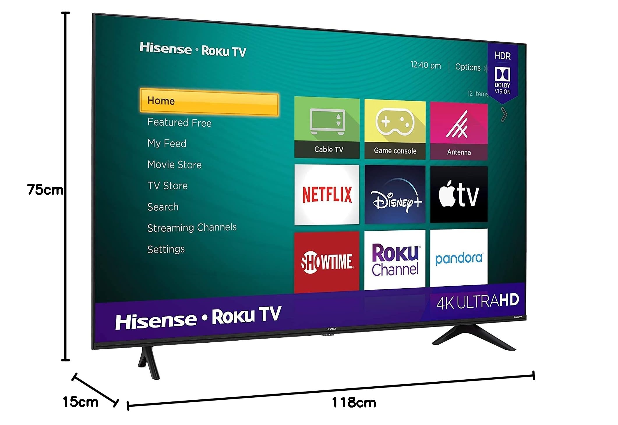 Hisense 50 Inch TV 4K UHD Smart TV, With Dolby Vision HDR, DTS Virtual X, YouTube, Netflix, Freeview Play & Alexa Built-in, Bluetooth & WiFi Black Model 50A61GTUK - 1 Year Full Warranty.