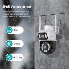 6MP Security Camera Outdoor Dual Lens,2.4G WiFi PTZ Outdoor Camera Home Security with Human Detection,Auto Tracking,Smart Siren,Color Night Vision,Two-Way Talk