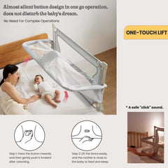 HCLSHOP Baby Bedside Sleeper 3 in 1 Folding Portable Crib Breathable and Visible Mesh Window Soft Washable Liner and Sturdy Aluminum Alloy Easy to Assemble