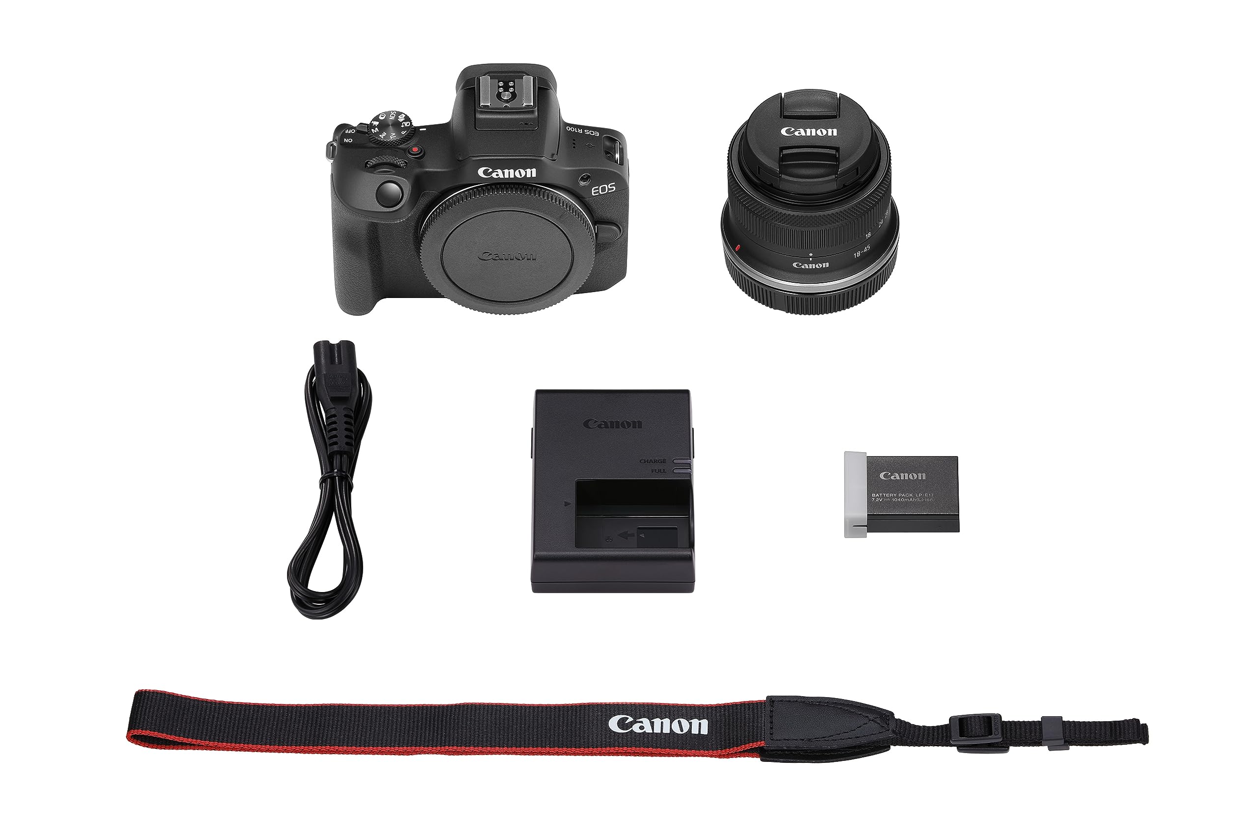 Canon EOS R100 Mirrorless Camera with RF-S 18-45mm F4.5-6.3 IS STM Lens, Black