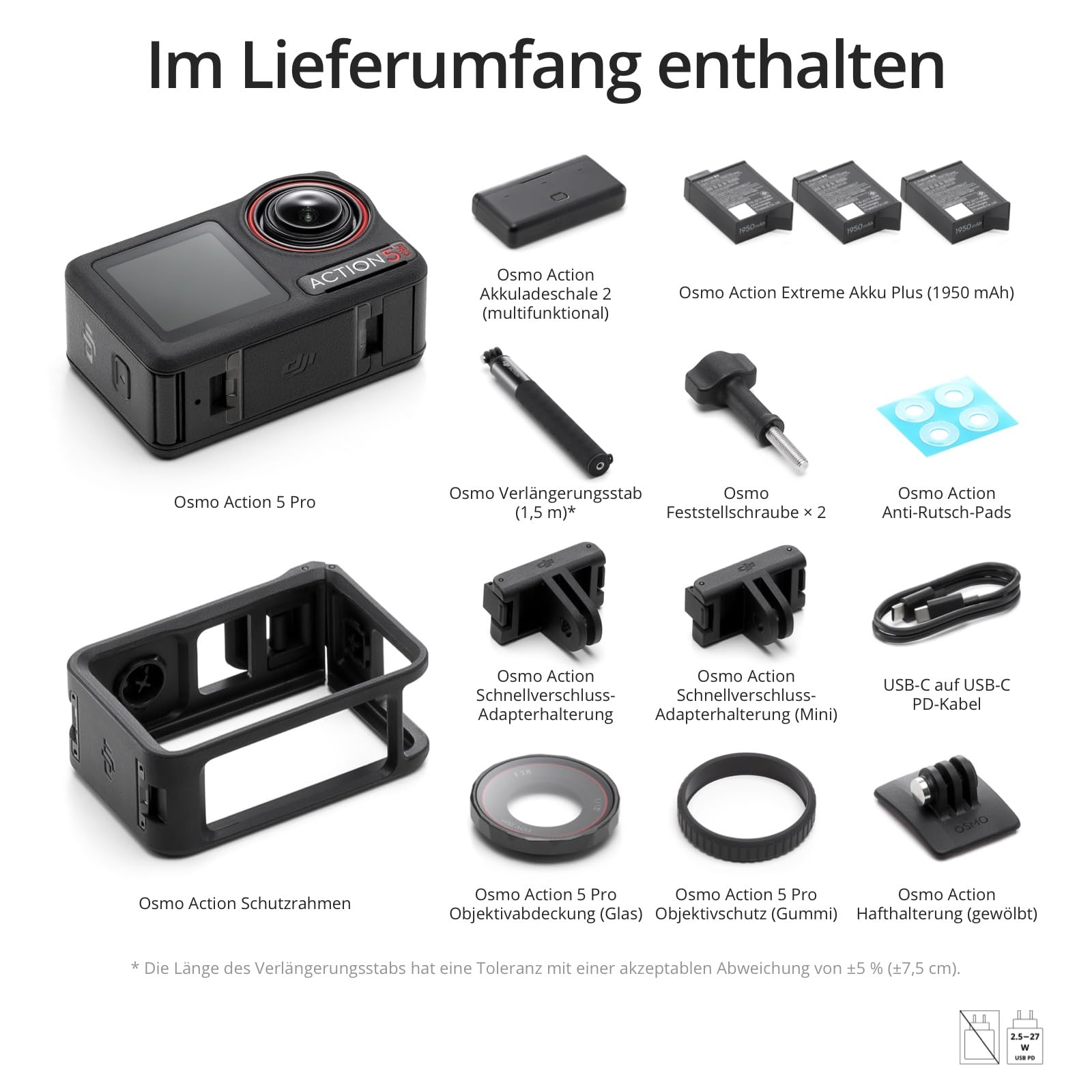 DJI Osmo Action 5 Pro Adventure Combo, Action Camera 4K with 1/1.3" Sensor, 12h Extended Battery Life with 3 Batteries, Stabilization, Dual OLED Touchscreens, Mini Action Camera for Travel, Vlog