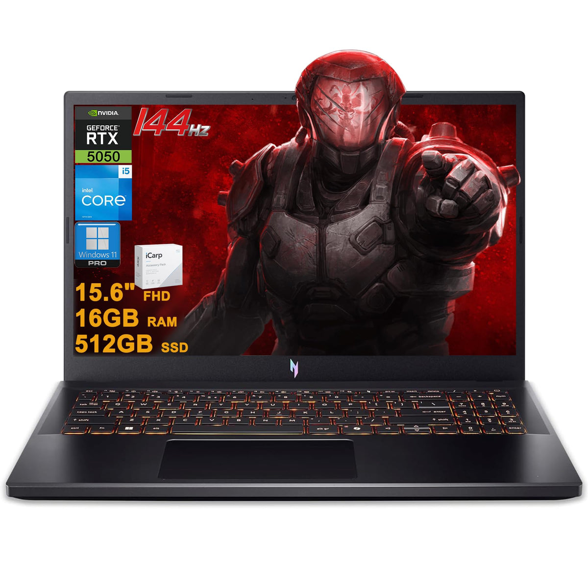 Acer Nitro V 15 Gaming Laptop 15.6" FHD IPS 165Hz Intel 8-core i5-13420H 16GB DDR4 512GB SSD GeForce RTX 5050 GDDR7 DLSS4 (Up to 440 AI Tops) Backlit Thunderbolt WiFi6 Win11Pro ICP Acc