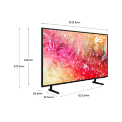 Samsung 65 Inch TV Crystal UHD 4K, DU7000, PurColor, 4K Upscaling, Samsung Tizen OS, Q-Symphony, Black, UA65DU7000UXZN - 2024 Model - 1 Year Warranty (UAE Version)