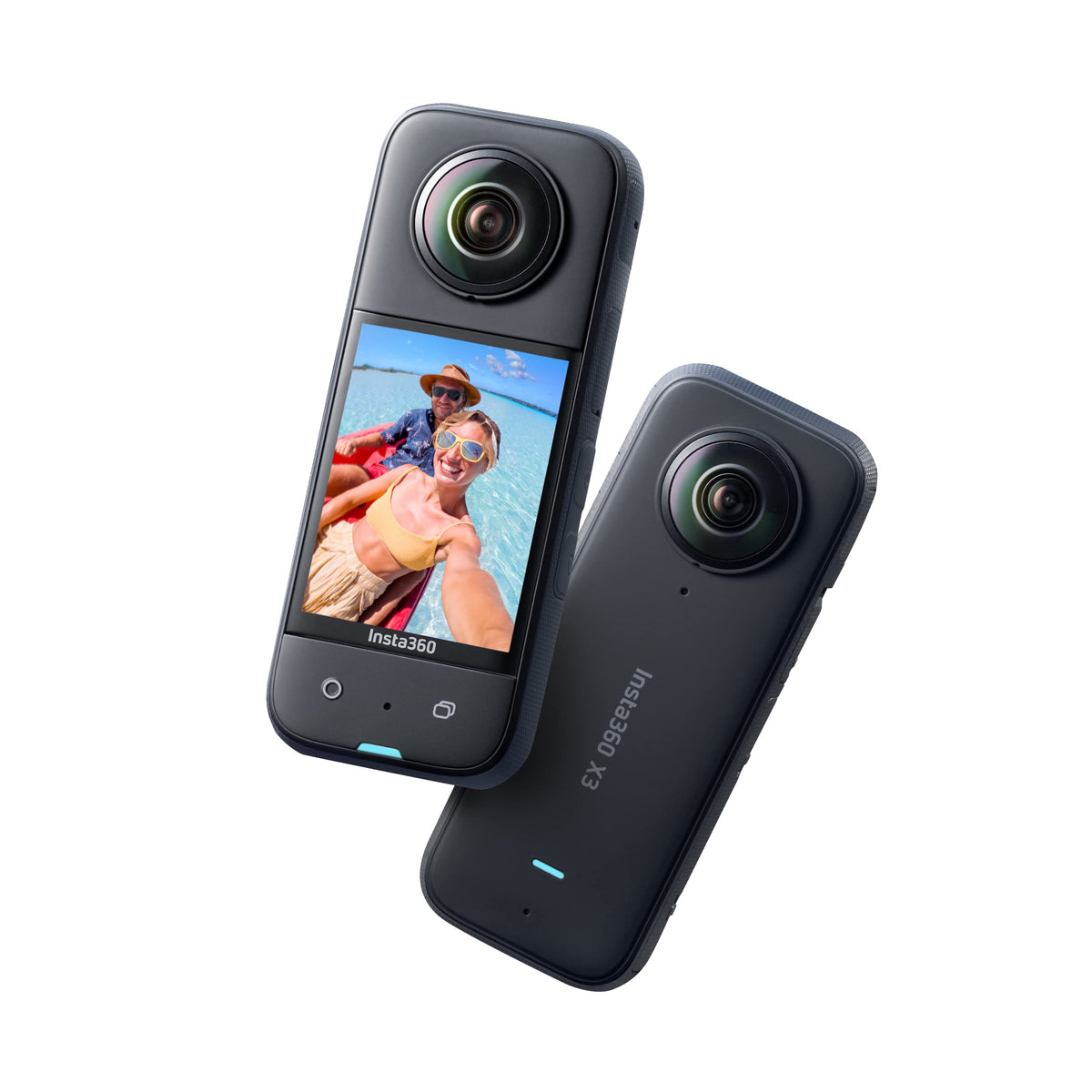 Insta360 X3-360 Degree Waterproof Action Camera with 1/2" Sensor, 5.7K 360, 72MP 360 Photos, Stabilisation, 2.29" Touch Screen, AI Editing, Live Streaming, Webcam, Voice Control with 64GB Memory Card