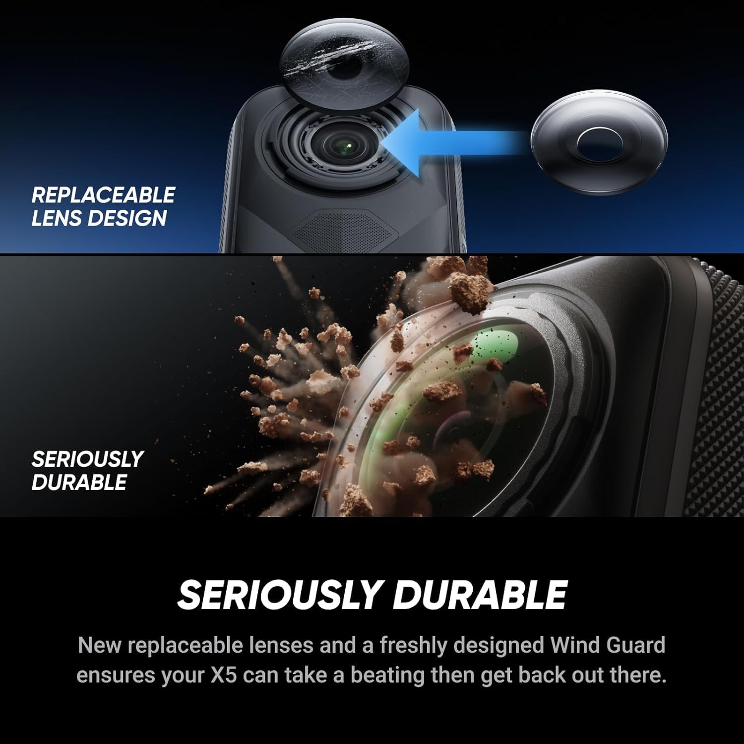 Insta360 X5 - Waterproof 8K 360° Action Camera, Leading Low Light, Invisible Selfie Stick Effect, Rugged and Replaceable Lens, 3-Hour Battery, Triple AI Chip Design, UAE Version