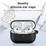 RFUNGUANGO Compatible with AirPods Pro 2nd Generation Case(2023/2022/2019), Soft Silicone Protection AirPod Pro Case Cover(USB-C/Lightning Cable) with Cleaner kit&EarTips,Black