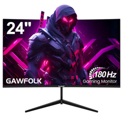 Gawfolk 24 Inch Gaming Monitor 165Hz/180Hz FHD 1080P Curved Computer Monitor with Eye-Care Technology, VA Display 99% sRGB, HDMI, DP, VESA Wall Mounting(No Speaker)