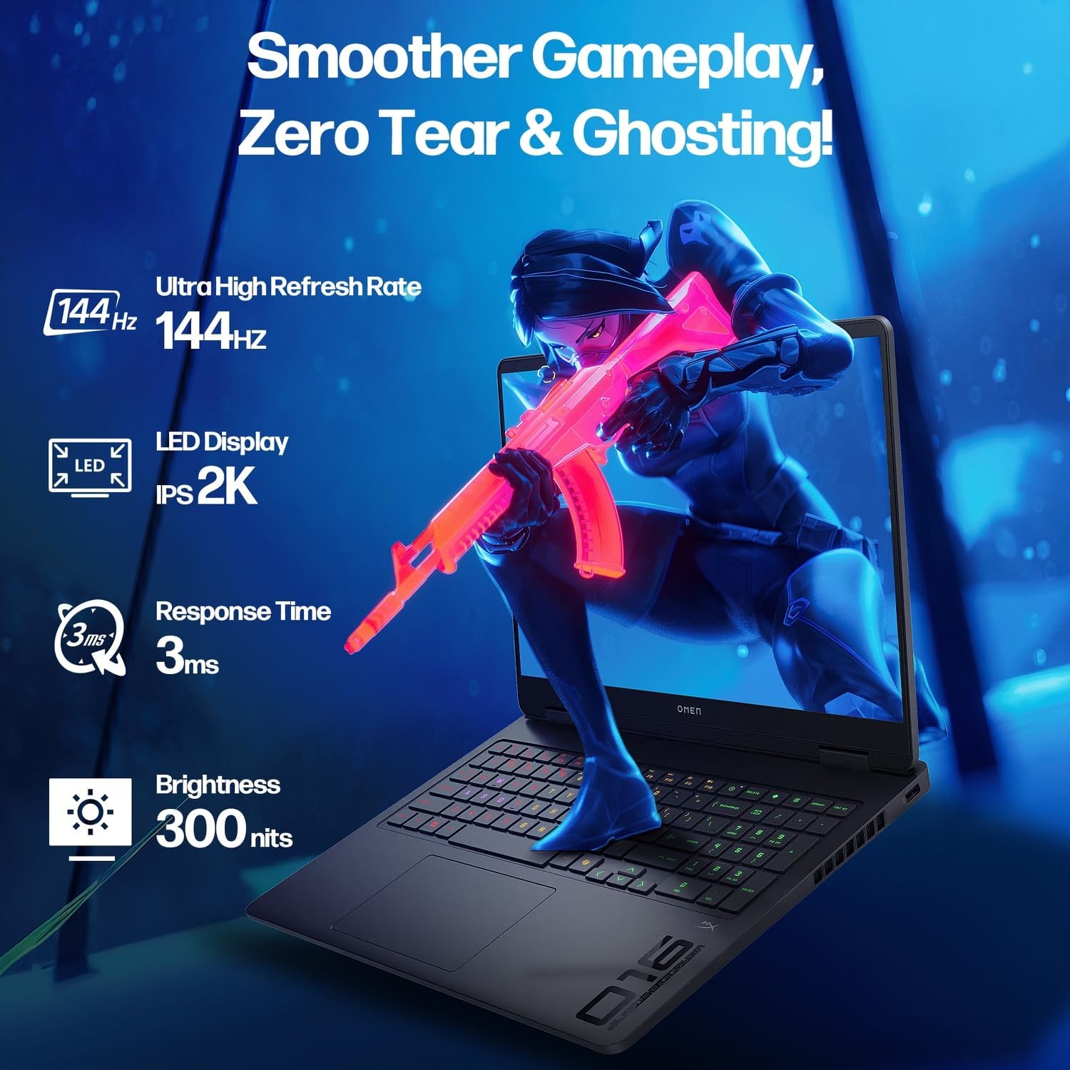 HP OMEN 16 Gaming Laptop, 16" 2K 144GHZ Display, NVIDIA GeForce RTX 5060 8GB GDDR7, AMD Ryzen 9 8940HX, Windows 11, With free Office 365(Windows 11 Pro, 64GB RAM + 2TB SSD)