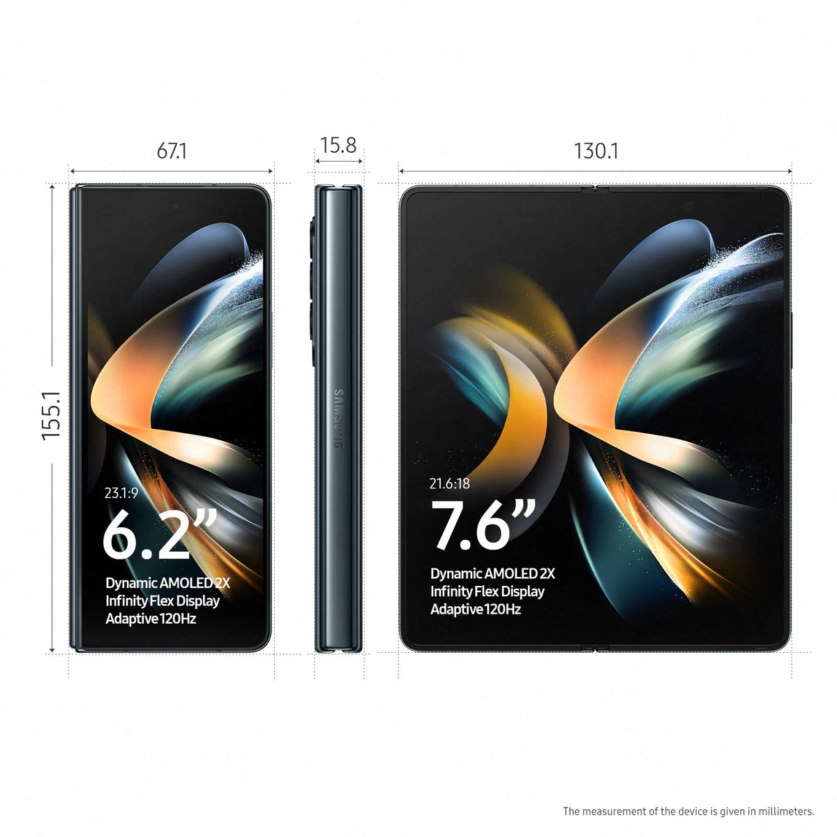 Samsung Galaxy Z Fold4 5G (Dual Sim And Esim) 7.6 inches, 512GB Rom/12GB Ram/SM-F936B - Gray Green - International Version