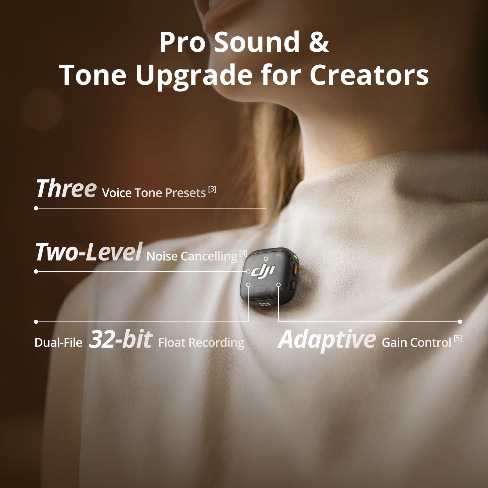 DJI Mic 3 (2 TX + 1 RX + Charging Case), Wireless Microphone for iPhone/Camera/Android, Adaptive Gain Control Balanced Volume, Dual Band Anti-Interference, 28h Use, UAE Version with Official Warranty