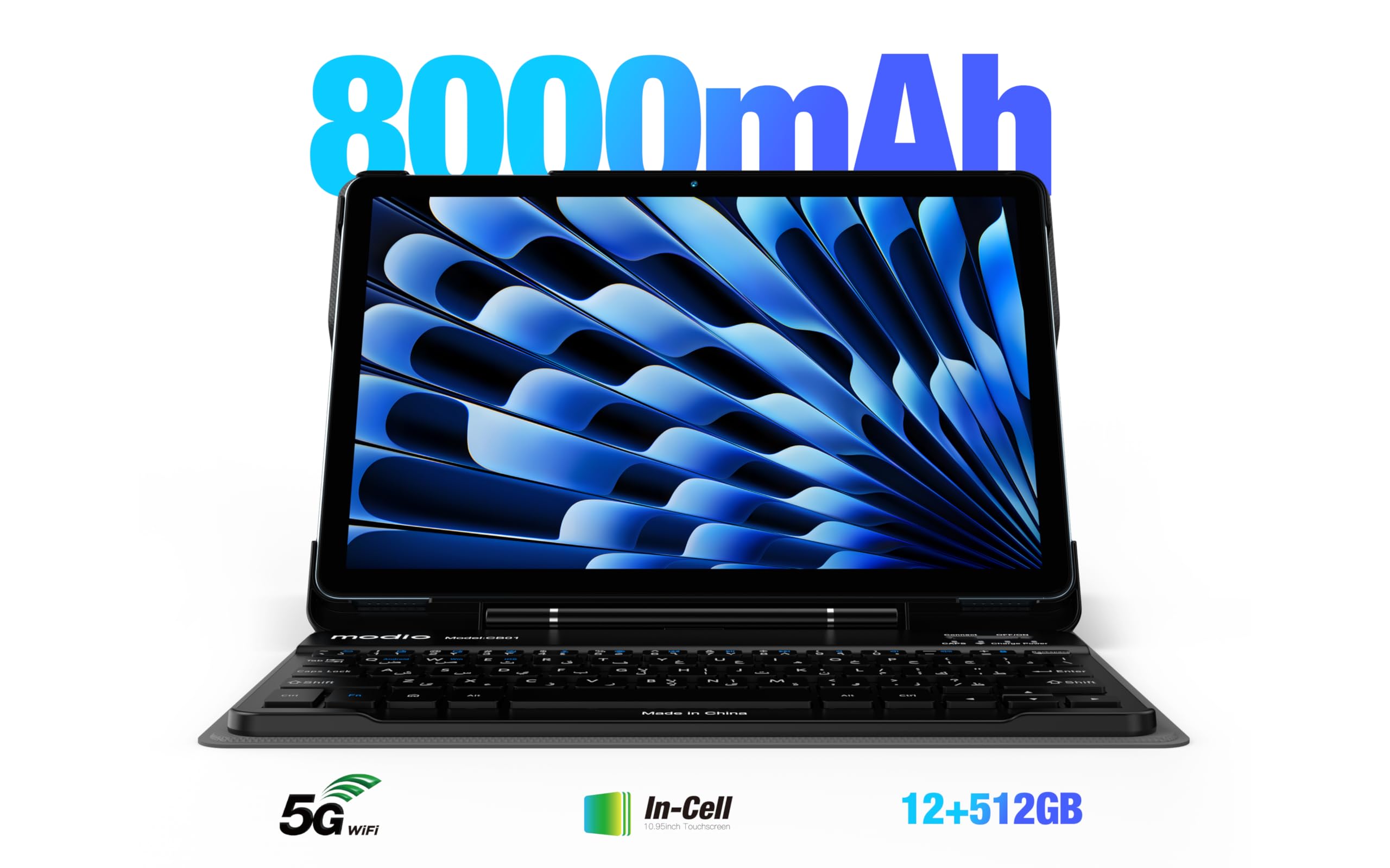 Modio M91 5G Tablet, 10.95-inch HD Display, 12GB RAM, 512GB Storage, 8000mAh Battery, Dual SIM & Free Gifts - (Grey)