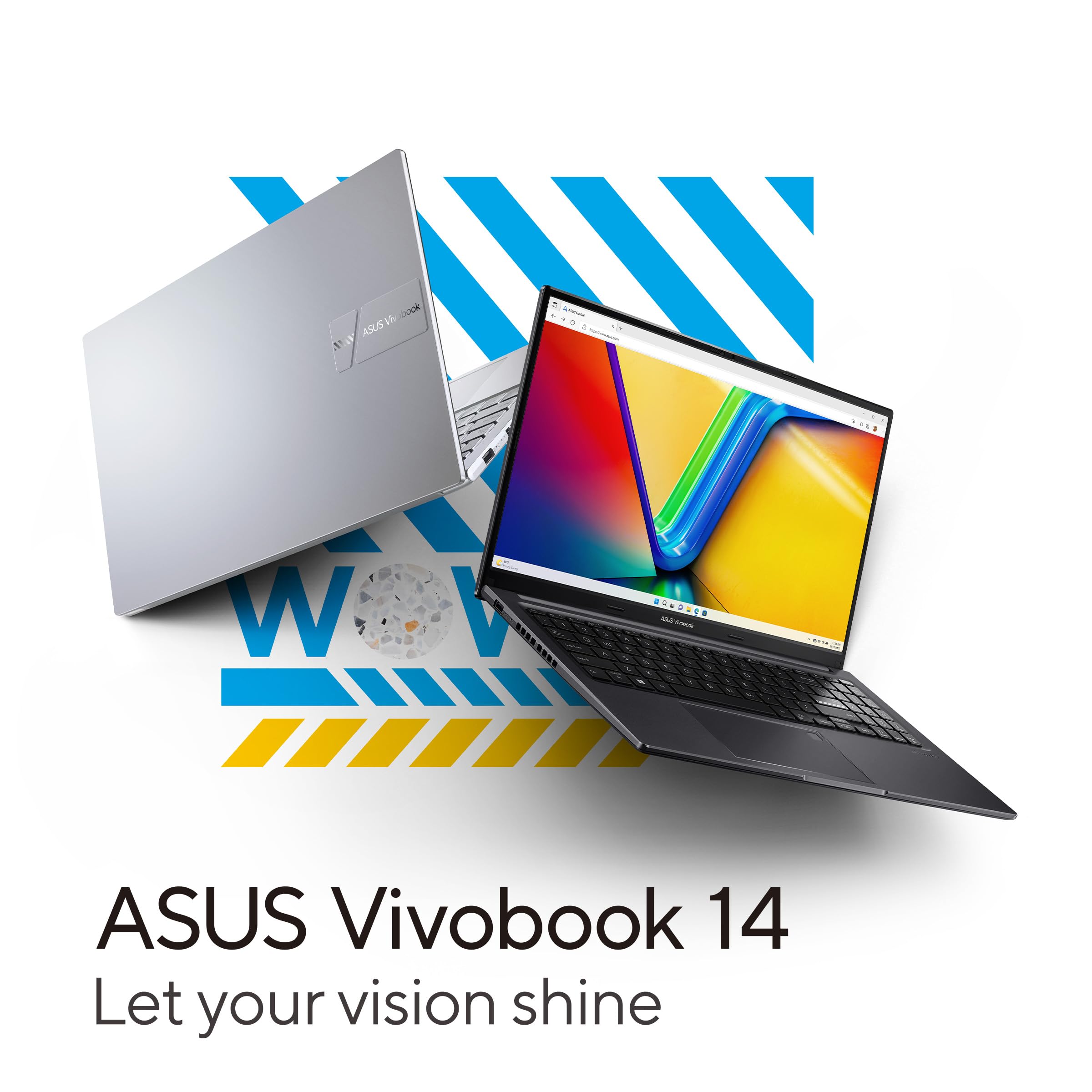 ASUS Vivobook 14 X1404VA-EB214W (Quiet Blue) Slim Laptop, i7-1355U 8GB 512GB PCIE G3 SSD, Intel UMA, WIN11 HOME, 14-inch, HD Webcam, Fingerprint, Backlit-Eng-Arb-KB. (Upgraded)