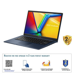 ASUS Vivobook 14 X1404VA-EB214W (Quiet Blue) Slim Laptop, i7-1355U 8GB 512GB PCIE G3 SSD, Intel UMA, WIN11 HOME, 14-inch, HD Webcam, Fingerprint, Backlit-Eng-Arb-KB. (Upgraded)