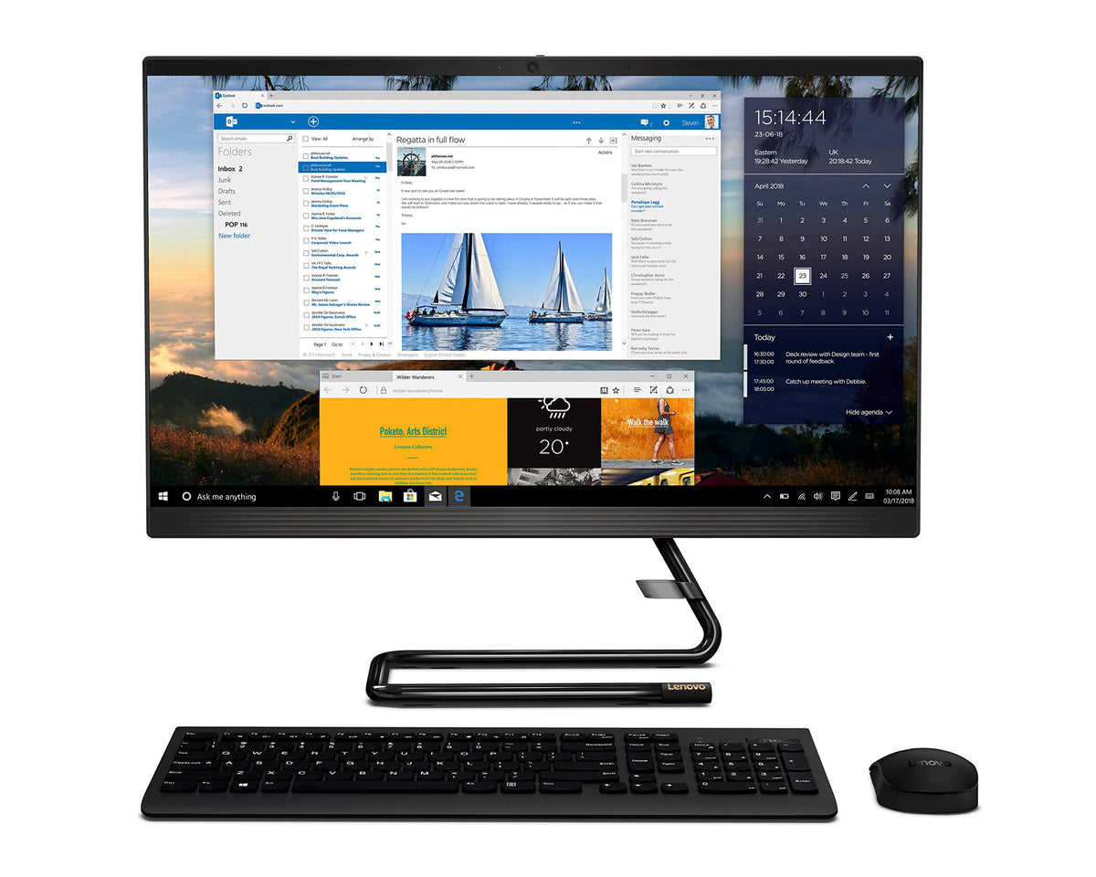 Lenovo IdeaCentre A340 23.8"(60.4cm) Full HD IPS All-in-One Desktop (Intel Core i5-10210U/8GB/512GB SSD/Windows 11/MS Office 2021/HD 720p Camera/Wireless Keyboard & Mouse/Black), F0E800YBIN