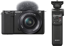 Sony Alpha ZV-E10L Interchangeable Lens Vlog Digital Camera with 16-50 mm Lens and Free Sony Wireless Grip with remote control and tripod feature, 24.2MP, Black