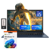 ASUS Vivobook 15.6 FHD Laptop, Intel i5-1235U, 16GB DDR4 RAM, 672GB Storage (512GB SSD+160GB Docking Station Set), Intel Iris Xe Graphics, Number Pad, 720p HD Camera, Win 11 Pro, Quiet Blue