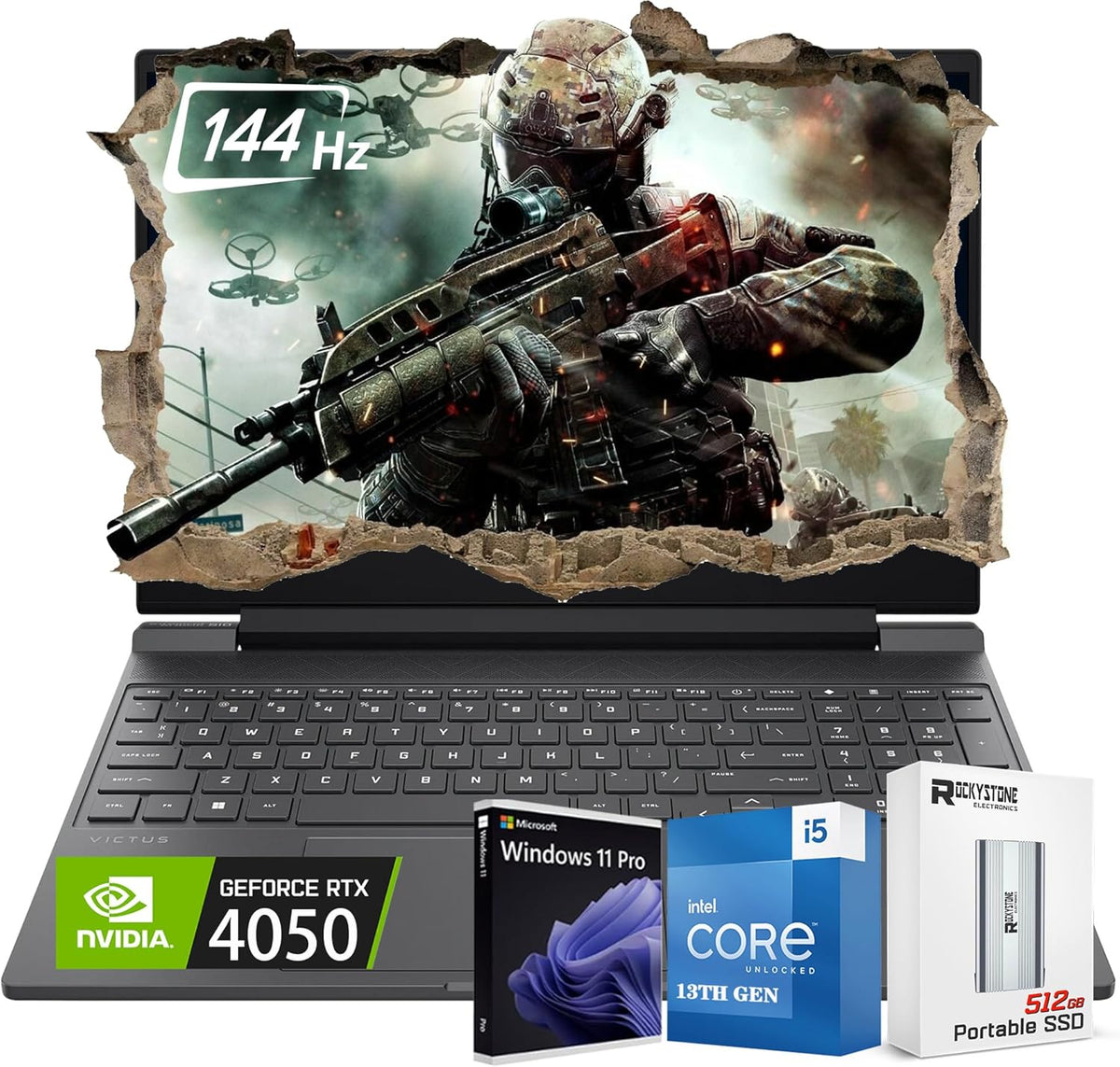 HP (Upgraded) Victus 15.6" 144Hz FHD IPS Premium Gaming Laptop, RTX 4050 Graphics, 13th Intel 8-Core i5-13420H Up to 4.6 GHz, Backlit KB, Bluetooth 5.3, W/512GB PSD, Windows 11 PRO(16GB |1TB SSD)