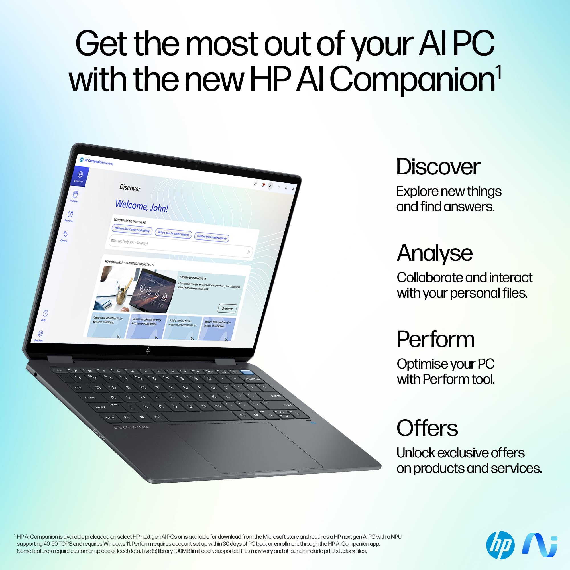 HP OmniBook Ultra Flip Laptop 14-fh0002ne, Intel Core Ultra 7-256V, 14" 3K OLED Touch Display, 16GB LPDRR5 RAM, 1TB SSD, Intel® Arc™ Graphics, Eng/Ar KB, Win11, Atmospheric blue [B13Y6EA]