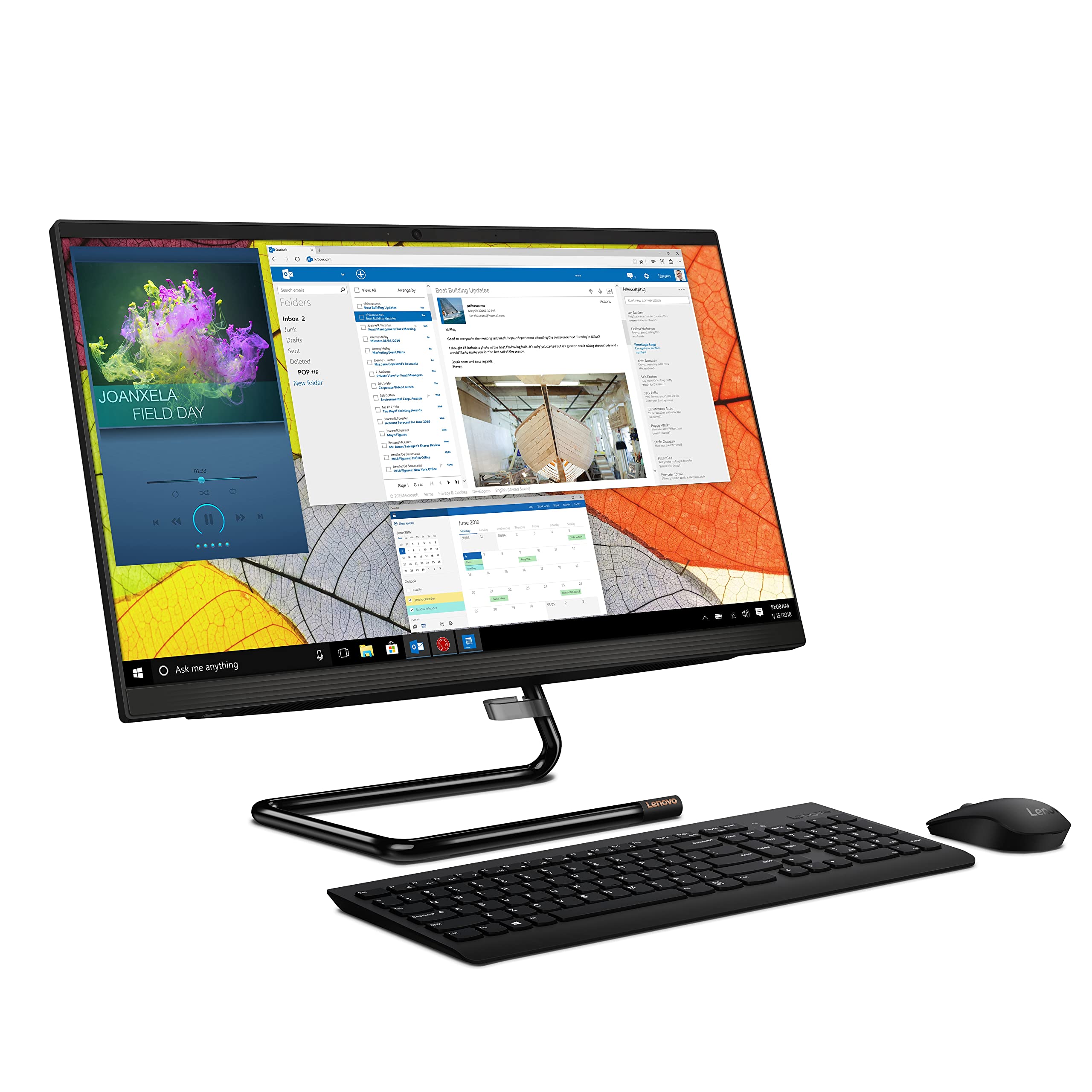 Lenovo IdeaCentre A340 23.8"(60.4cm) Full HD IPS All-in-One Desktop (Intel Core i5-10210U/8GB/512GB SSD/Windows 11/MS Office 2021/HD 720p Camera/Wireless Keyboard & Mouse/Black), F0E800YBIN