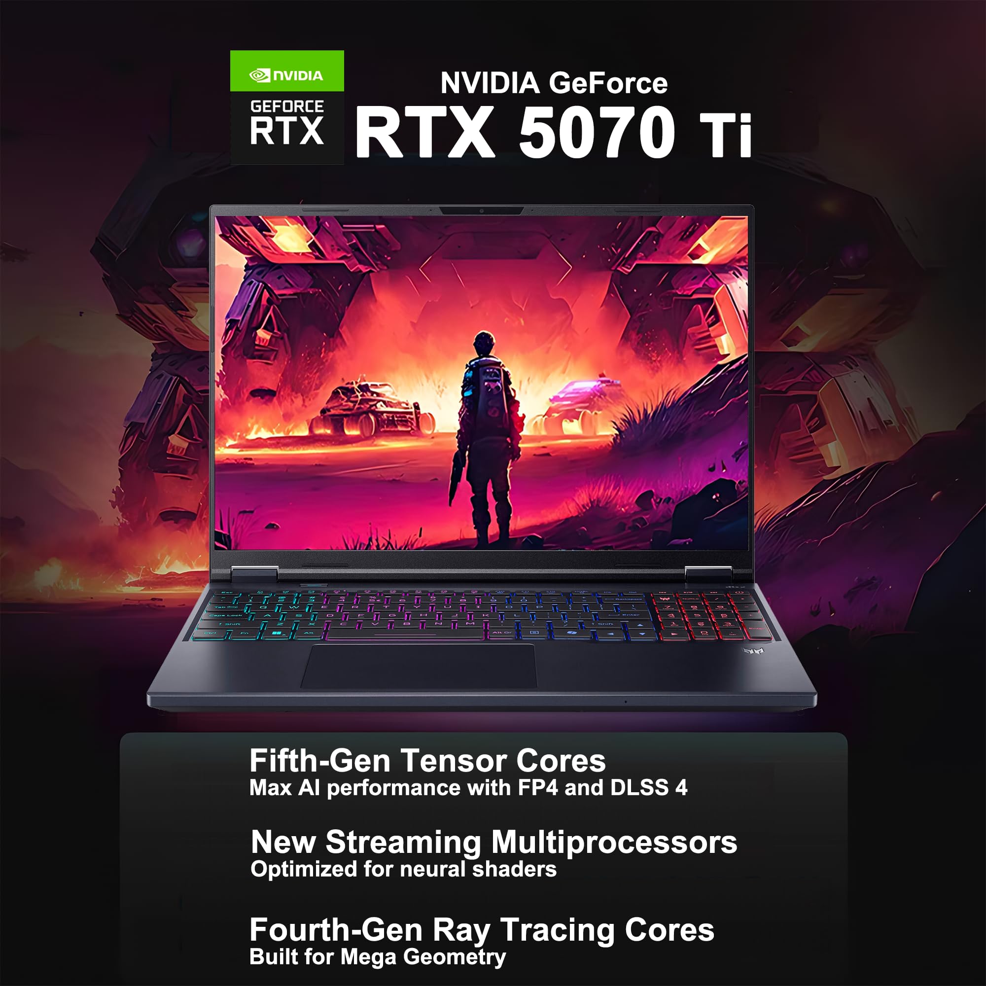 Acer Predator Helios Neo 16S AI Gaming Laptop 16" WQXGA OLED 240Hz (100% DCI-P3) Intel 24-core Ultra 9 275HX 32GB DDR5 1TB SSD GeForce RTX 5070 Ti DLSS4 (Up to 992 AI Tops) Win11Pro ICP Acc