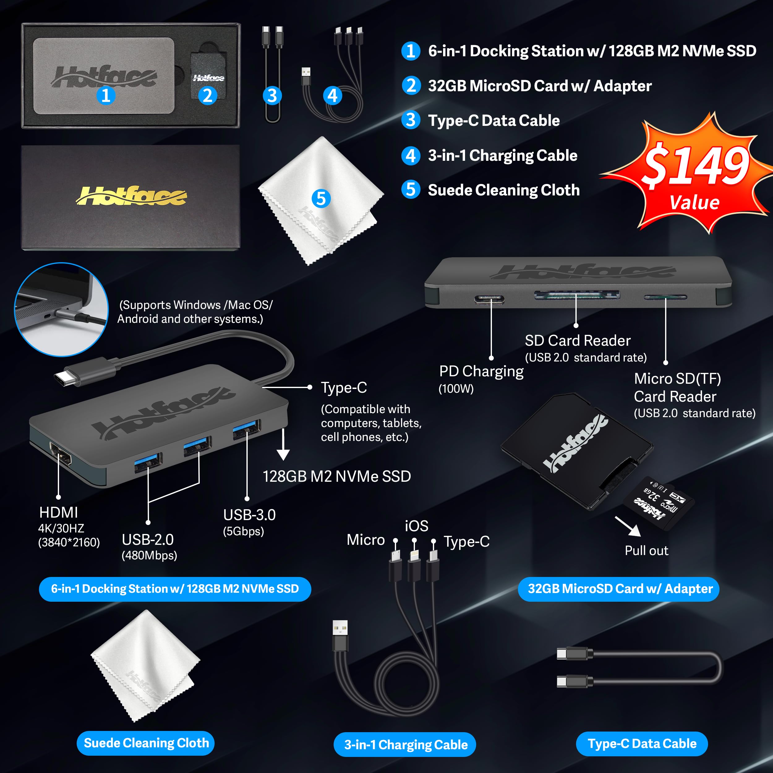 ASUS Vivobook 15.6 FHD Laptop, Intel i5-1235U, 16GB DDR4 RAM, 672GB Storage (512GB SSD+160GB Docking Station Set), Intel Iris Xe Graphics, Number Pad, 720p HD Camera, Win 11 Pro, Quiet Blue