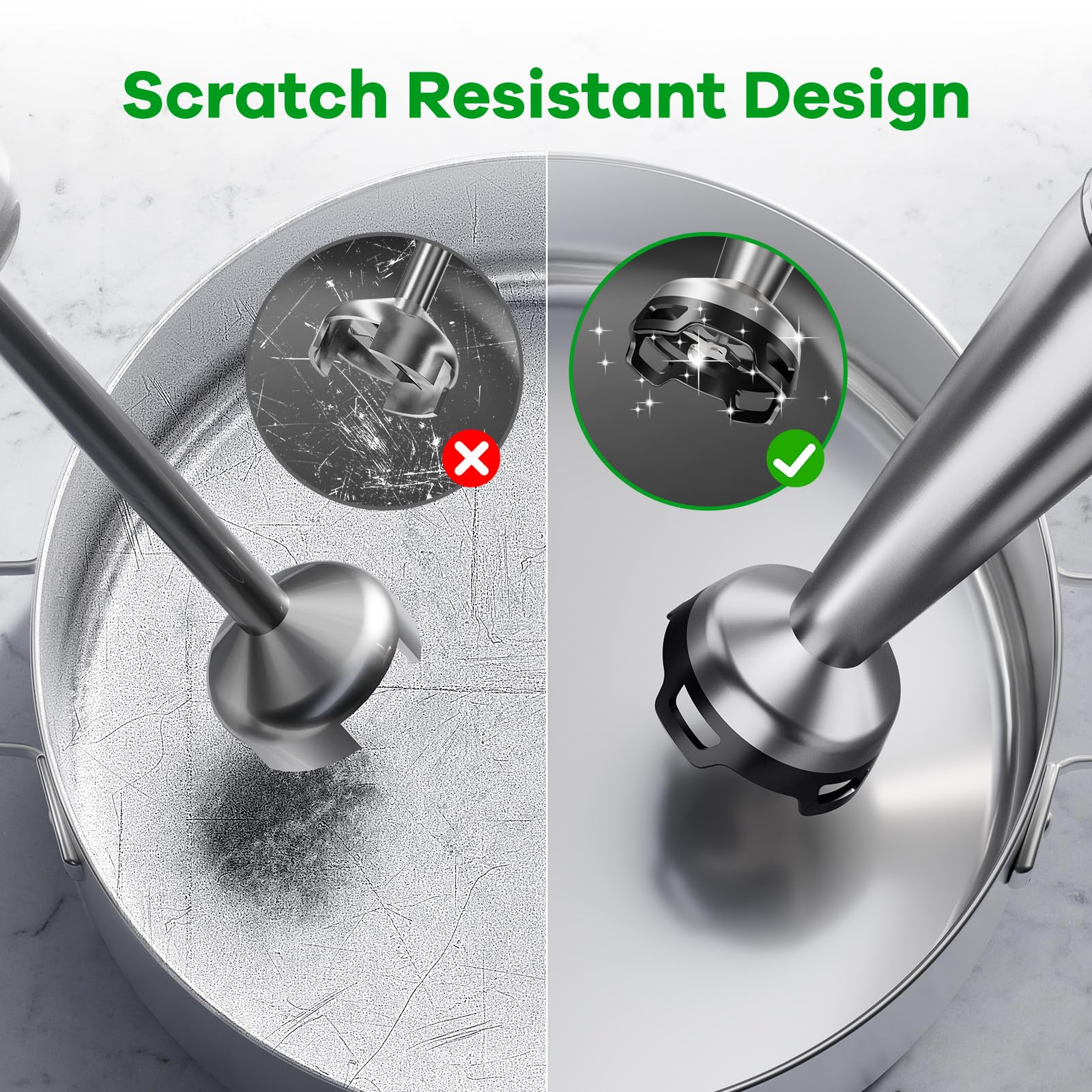 Turelar Immersion Blender Handheld Corded Hand Blenders Set 1100W, Trigger Variable Speed 5 in 1 Stick Emulsifier with Chopper, Whisk and Frother for Soup, Baby Food and Smoothies