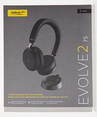 Jabra Evolve2 75 Wireless PC Headset with Charging Dock and 8-Mic Technology - Dual Foam Stereo Headphones with Advanced Active Noise Cancellation, USB-C Bluetooth Adapter and MS Compatibility - Black