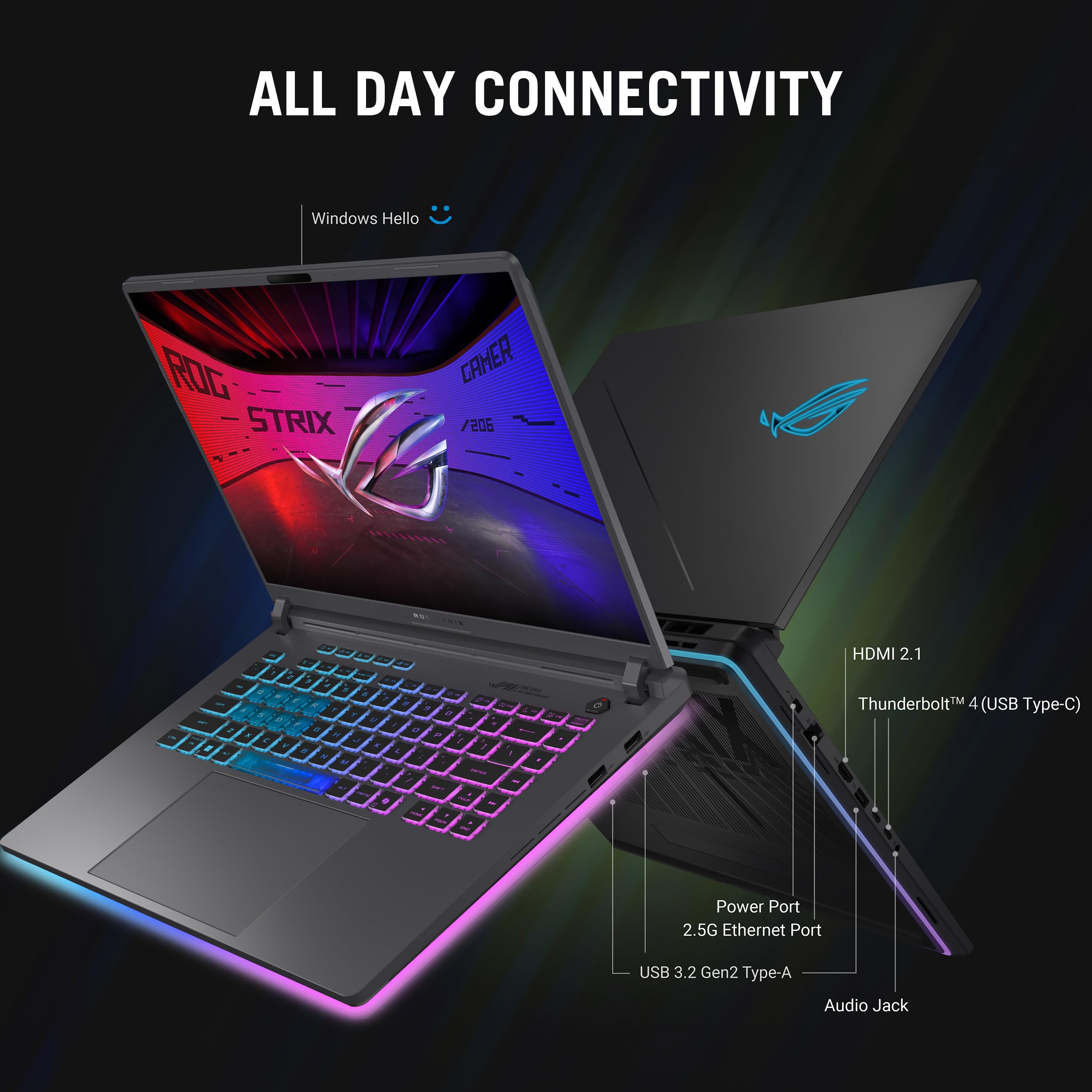 ASUS ROG Strix G16 (2025) Gaming Laptop, 16” FHD+ 16:10 165Hz/3ms Display, NVIDIA® GeForce RTX™ 5060 Laptop GPU, Intel® Core™ i7 Processor 14650HX, 16GB DDR5, 1TB Gen 4 SSD, Wi-Fi 7, Windows 11 Home