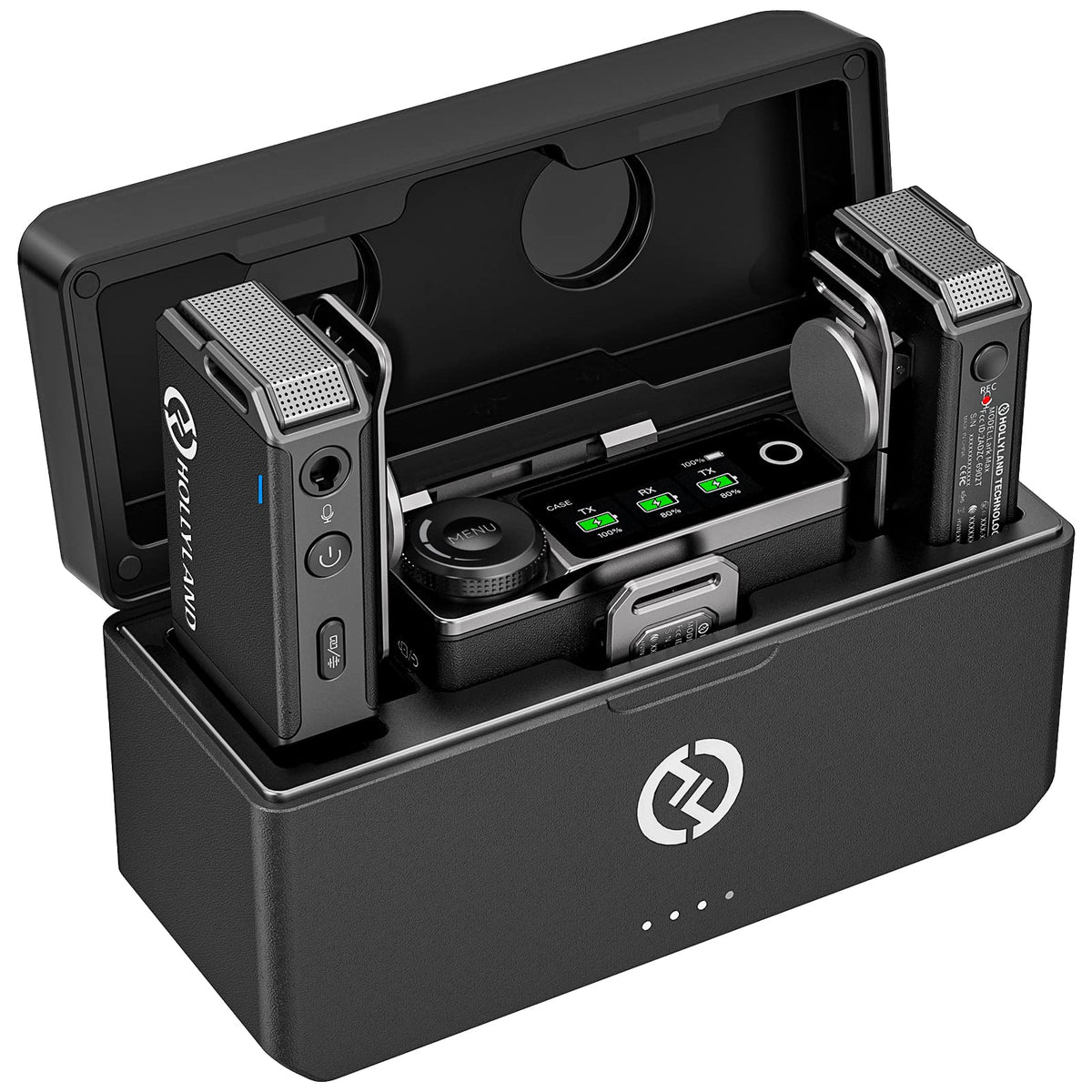 Hollyland LARK MAX Wireless Microphone, ENC Noise Canceling, Studio Audio Quality, 22H Duration, 820ft Range, 8GB Storage Recording Mic, Compatible with DSLR Camera, iPhone, Android and PC, black