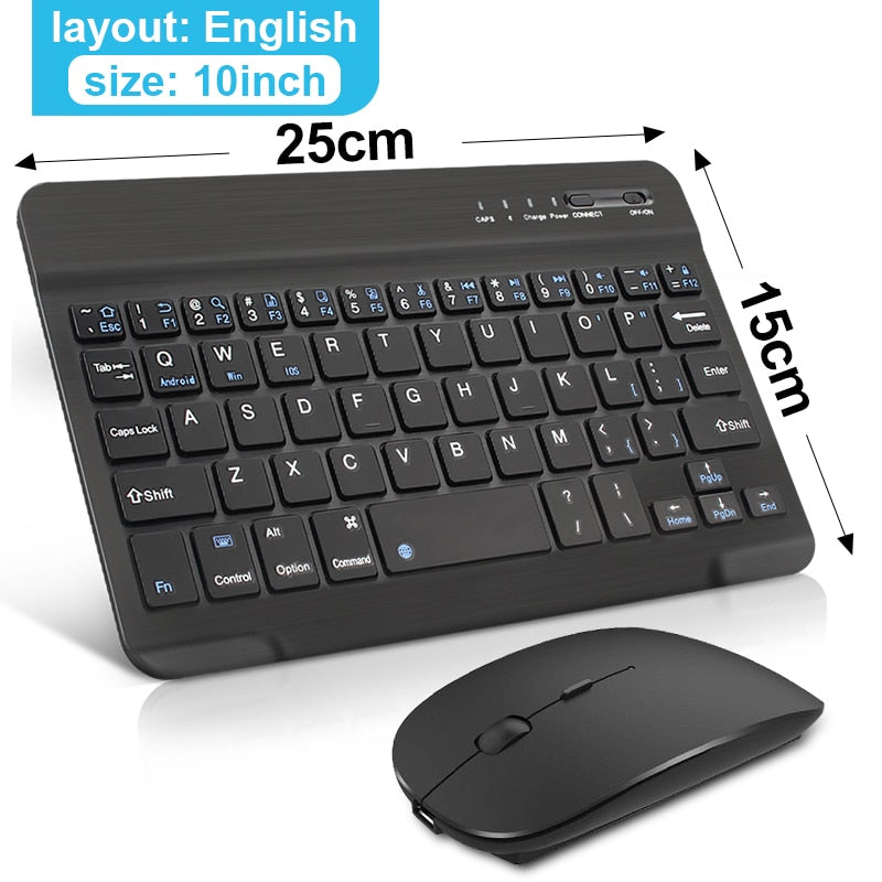 Wireless Keyboard and Mouse Mini Rechargeable Spainish Bluetooth Keyboard With Mouse Russian Keyboard For PC Tablet Phone