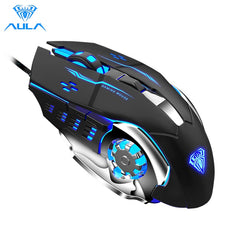 AULA S20 Professional Gaming Mouse 2400 DPI Adjustable USB Wired Backlit Ergonomic Optical LED Mouse for Computer Laptop PC