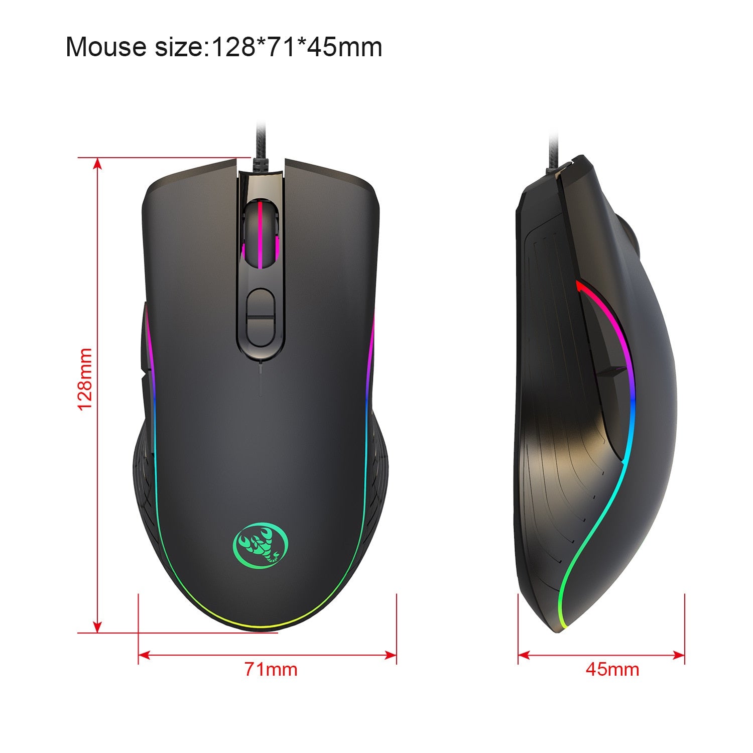 Hongsund New RGB light game mouse e-sports line mouse four files can be adjusted to 6400dpi gaming mouse