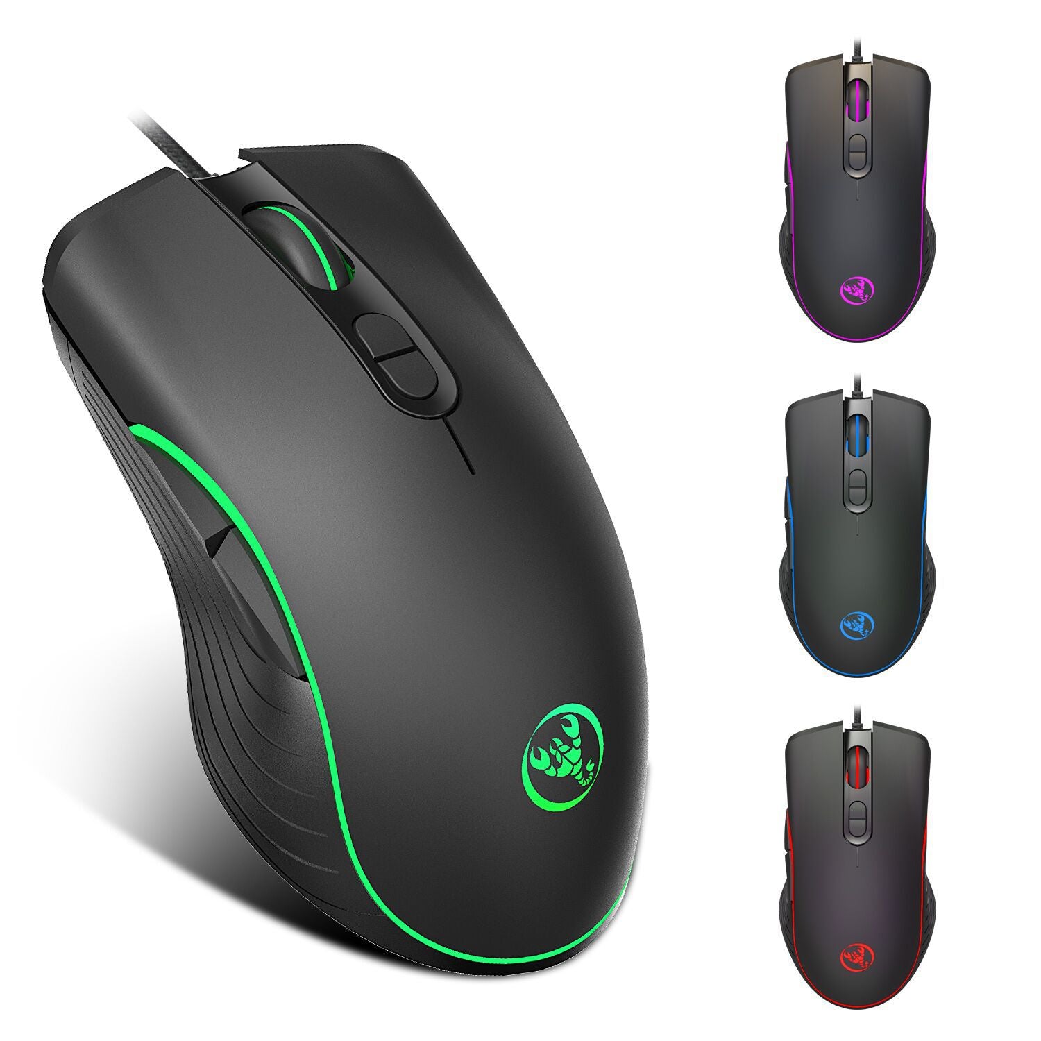 Hongsund New RGB light game mouse e-sports line mouse four files can be adjusted to 6400dpi gaming mouse