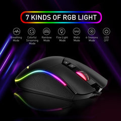 Havit RGB Gaming Mouse Wired Programmable Ergonomic USB Mice 4800 DPI 7 Buttons &amp; 7 Color Backlit for PC Gamer Computer Desktop