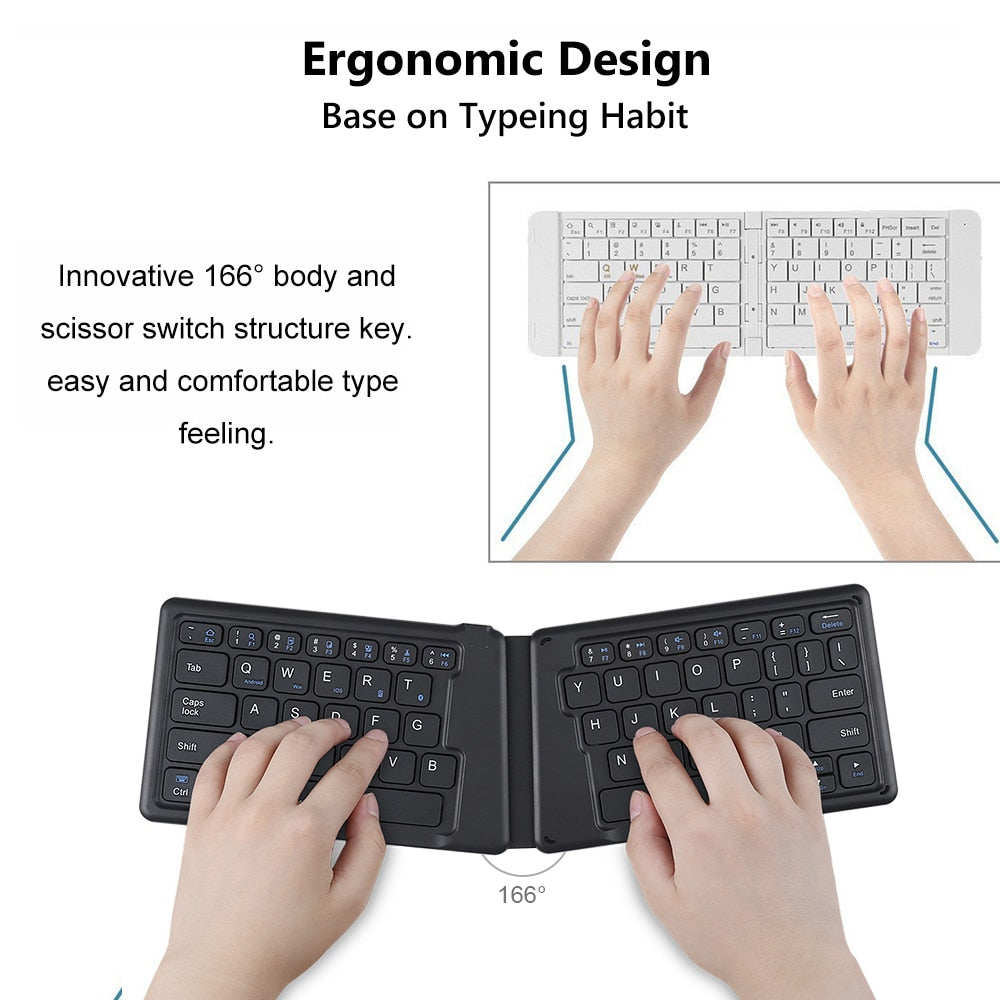 AVATTO A20 Portable Leather Folding Mini Bluetooth Keyboard Foldable Wireless Keypad for iphone,android phone,Tablet,ipad,PC